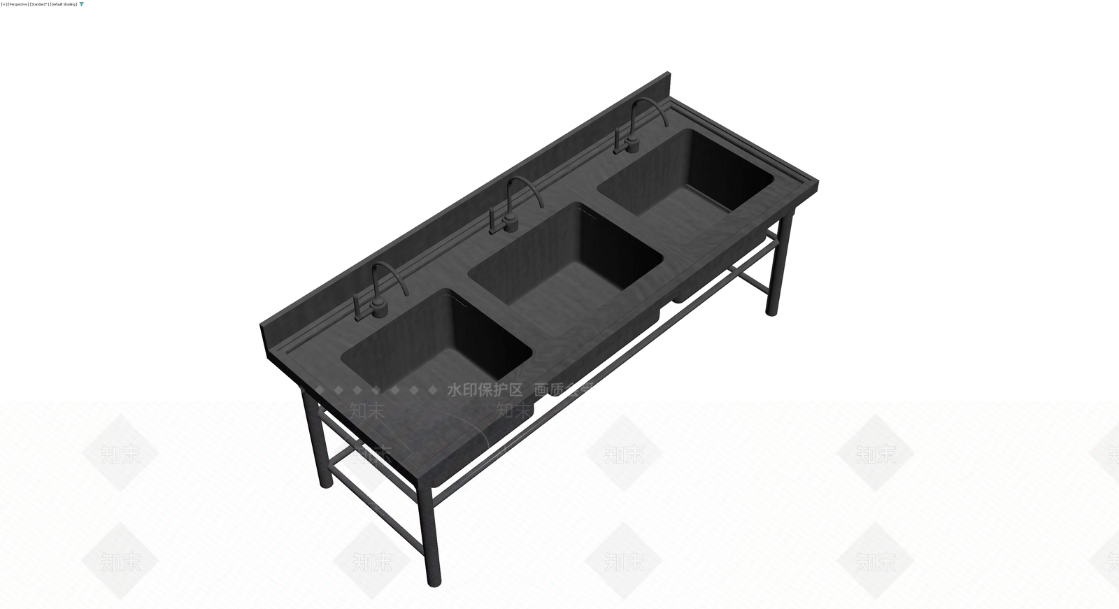 三槽商用不锈钢水池3D模型下载【ID:1230732387】