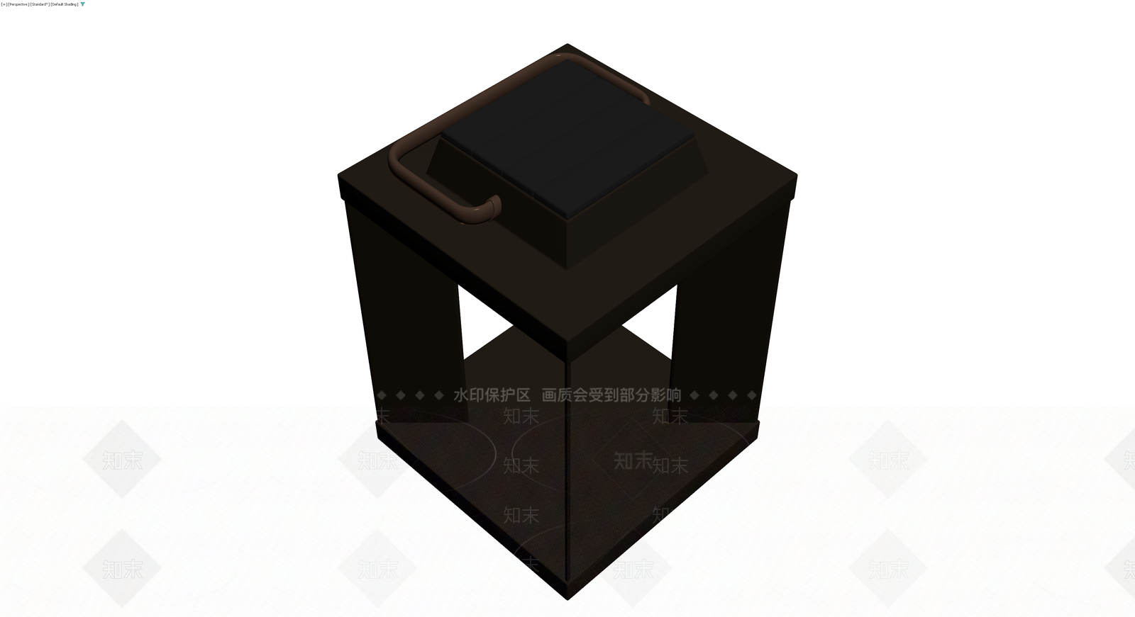 深色木质方凳带扶手3D模型下载【ID:1230370448】
