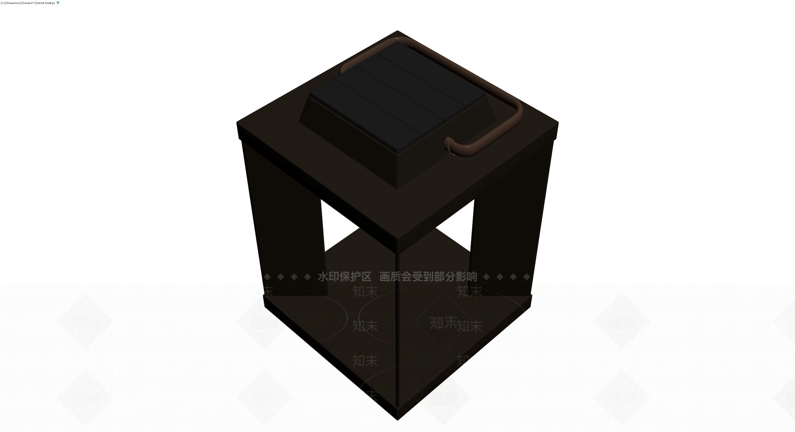 深色木质方凳带扶手3D模型下载【ID:1230370448】
