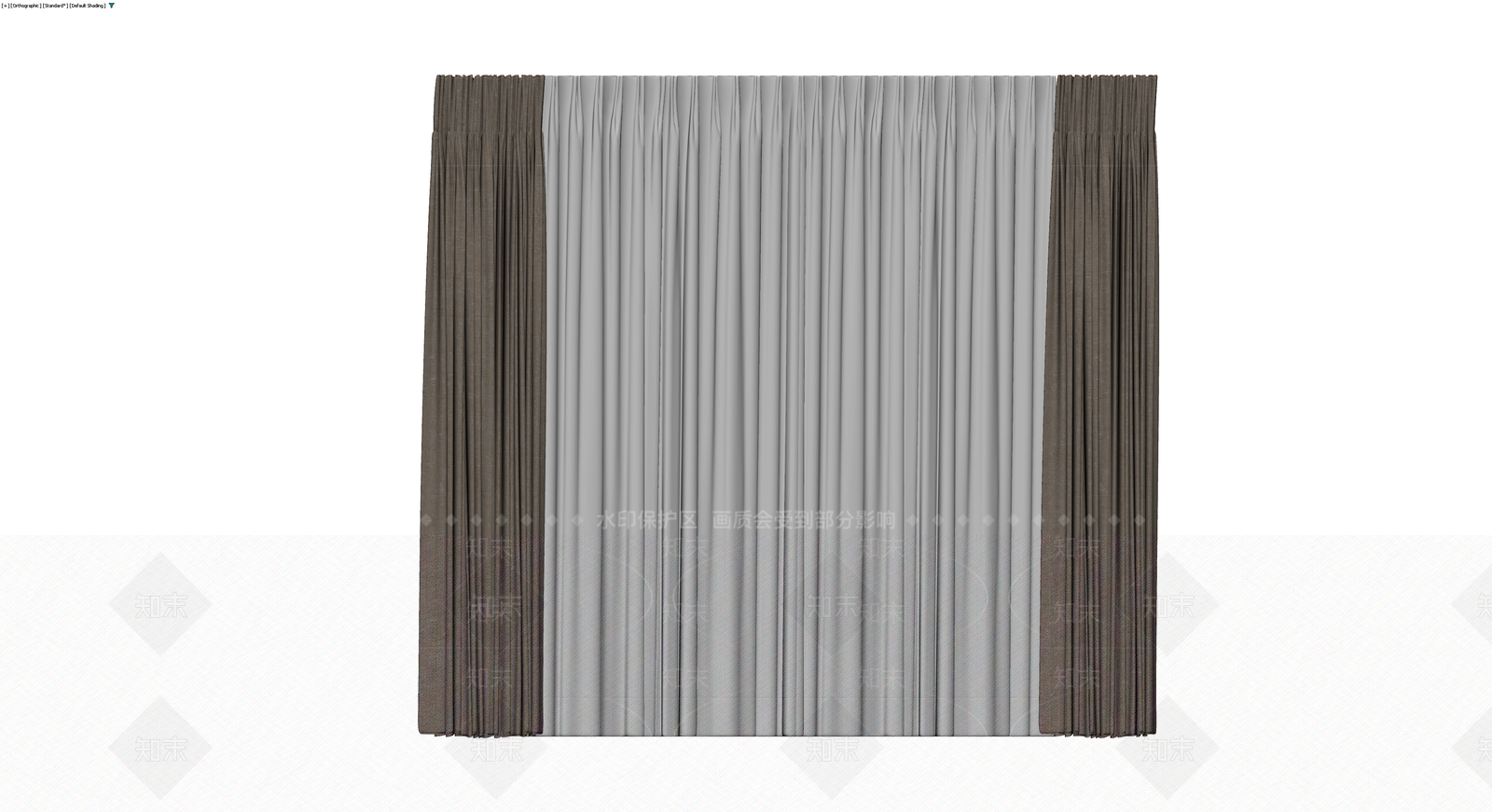 双拼色布艺窗帘3D模型下载【ID:1230361060】