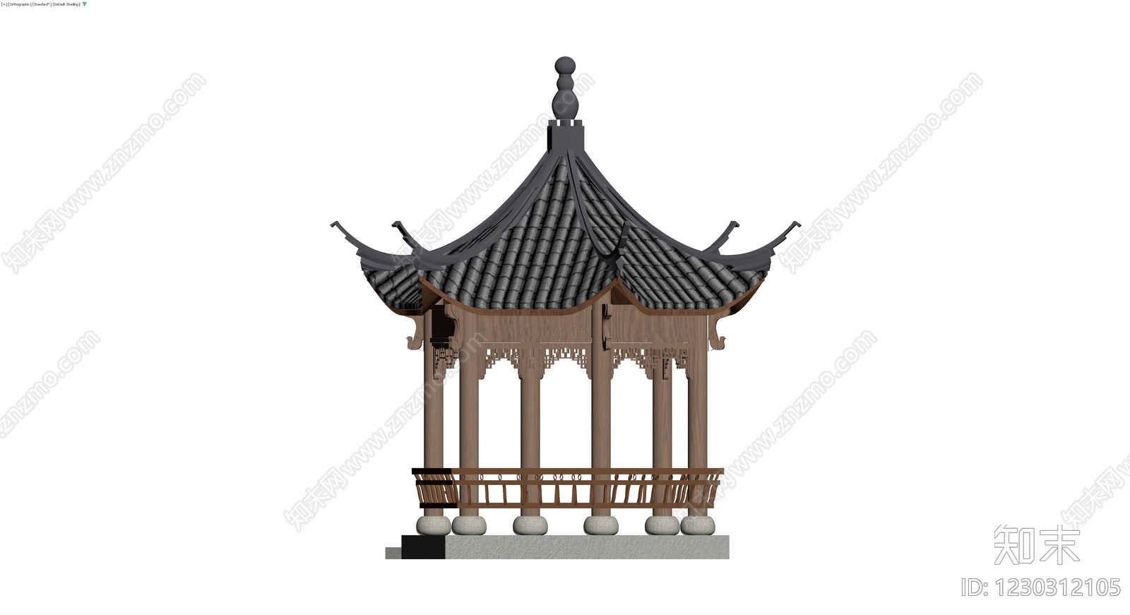 中式六角亭景观小品3D模型下载【ID:1230312105】