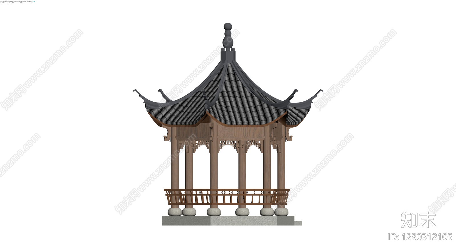 中式六角亭景观小品3D模型下载【ID:1230312105】