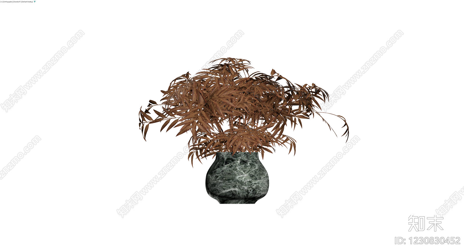 大理石花盆与枯叶植物3D模型下载【ID:1230830452】
