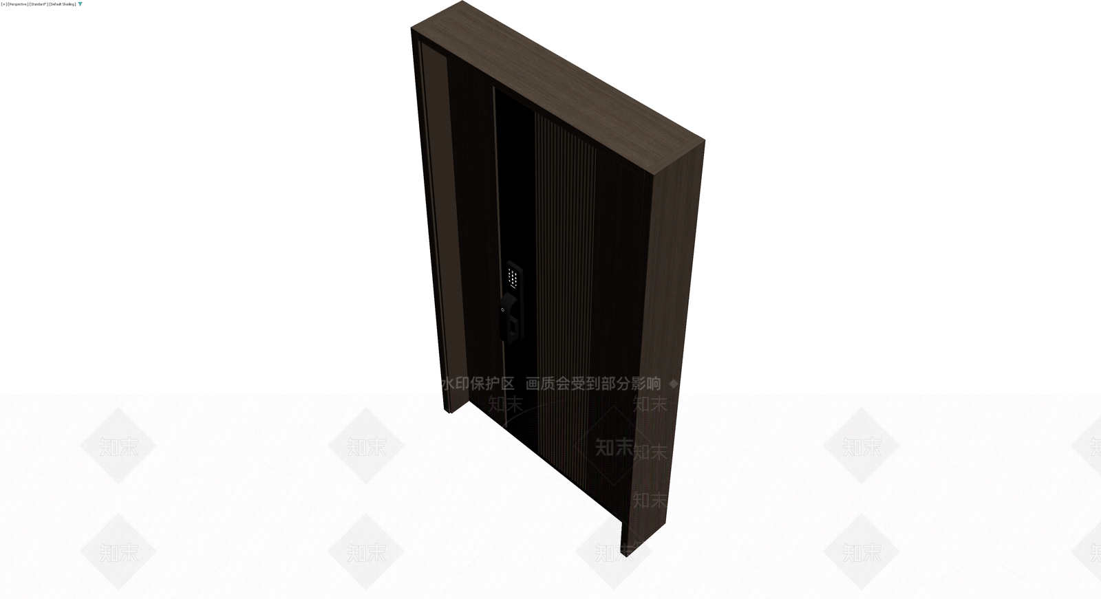 深色木纹智能防盗门3D模型下载【ID:1230322766】