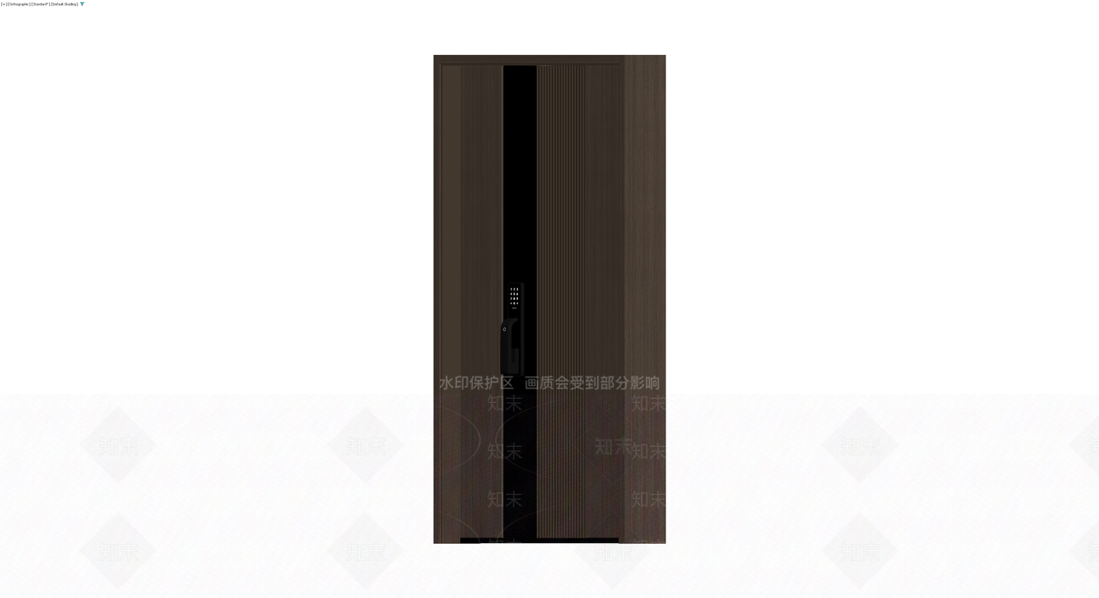 深色木纹智能防盗门3D模型下载【ID:1230322766】