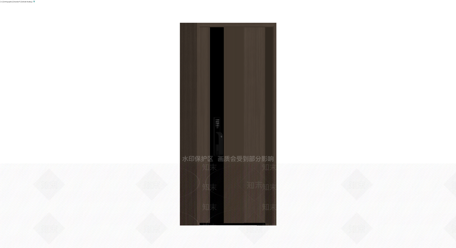 深色木纹智能防盗门3D模型下载【ID:1230322766】