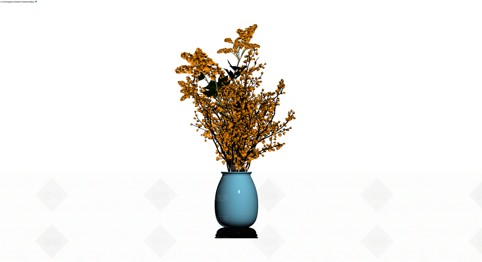 蓝色花瓶插黄花盆栽3D模型下载【ID:1229903104】