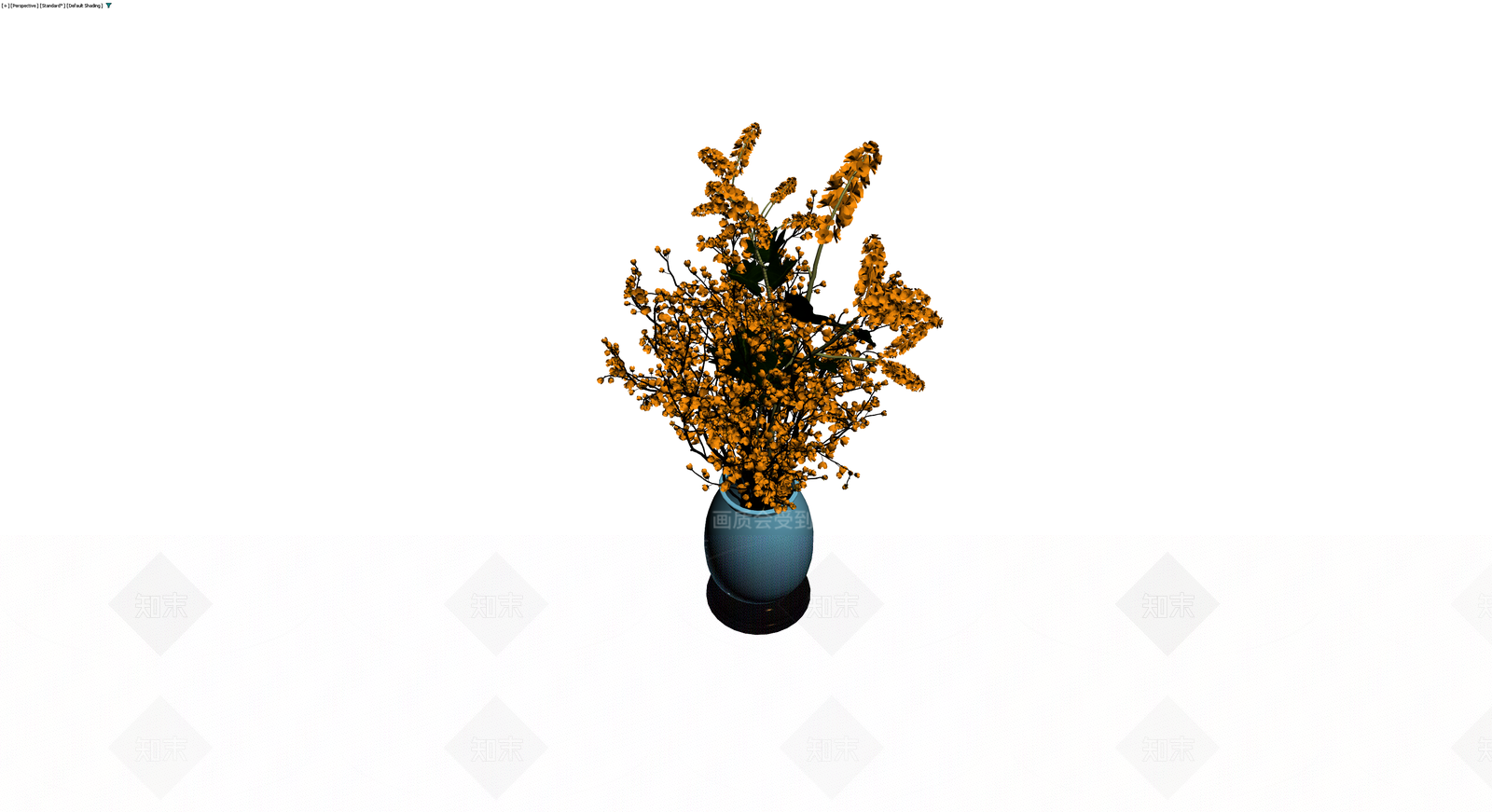 蓝色花瓶插黄花盆栽3D模型下载【ID:1229903104】