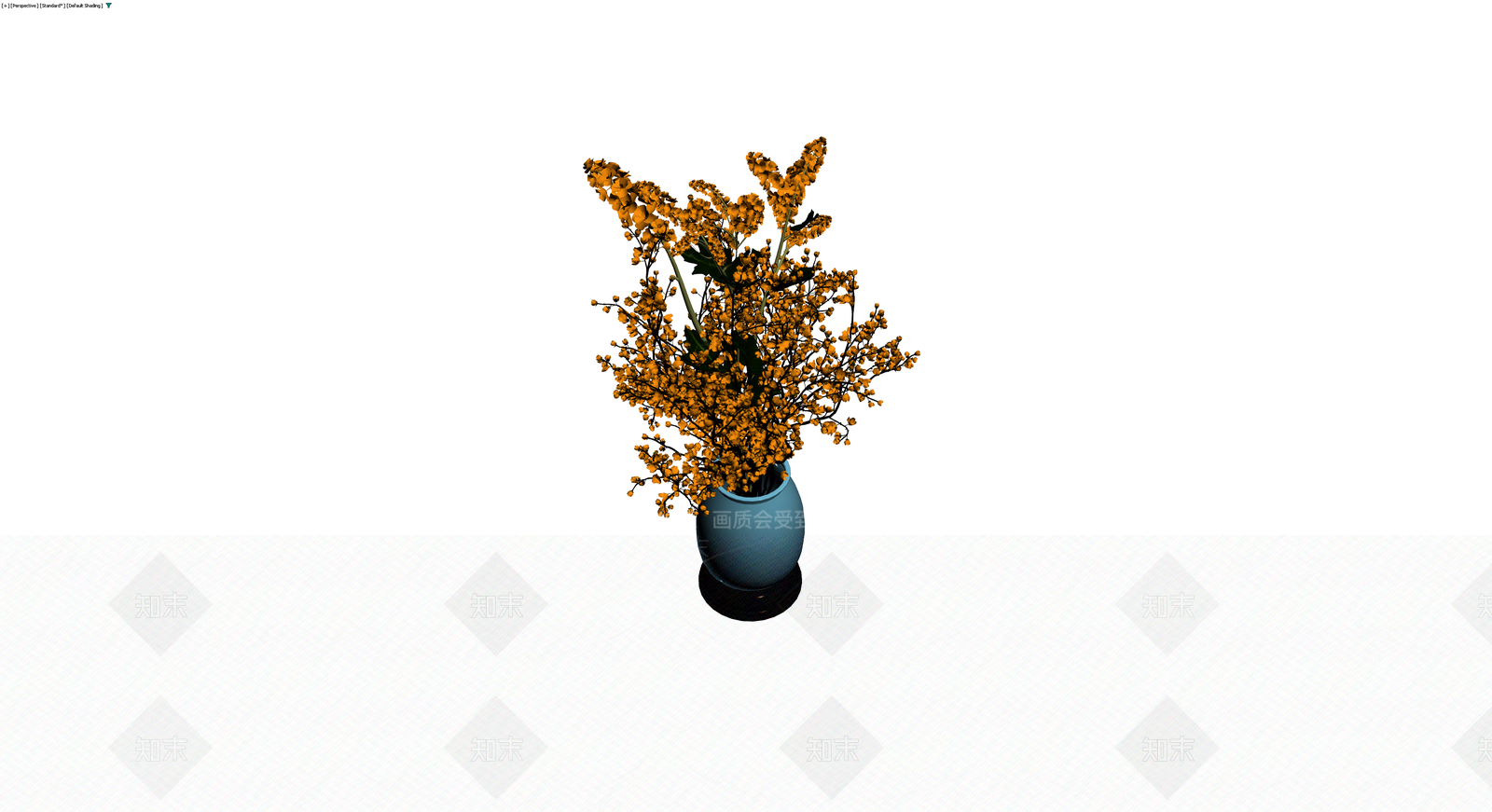 蓝色花瓶插黄花盆栽3D模型下载【ID:1229903104】