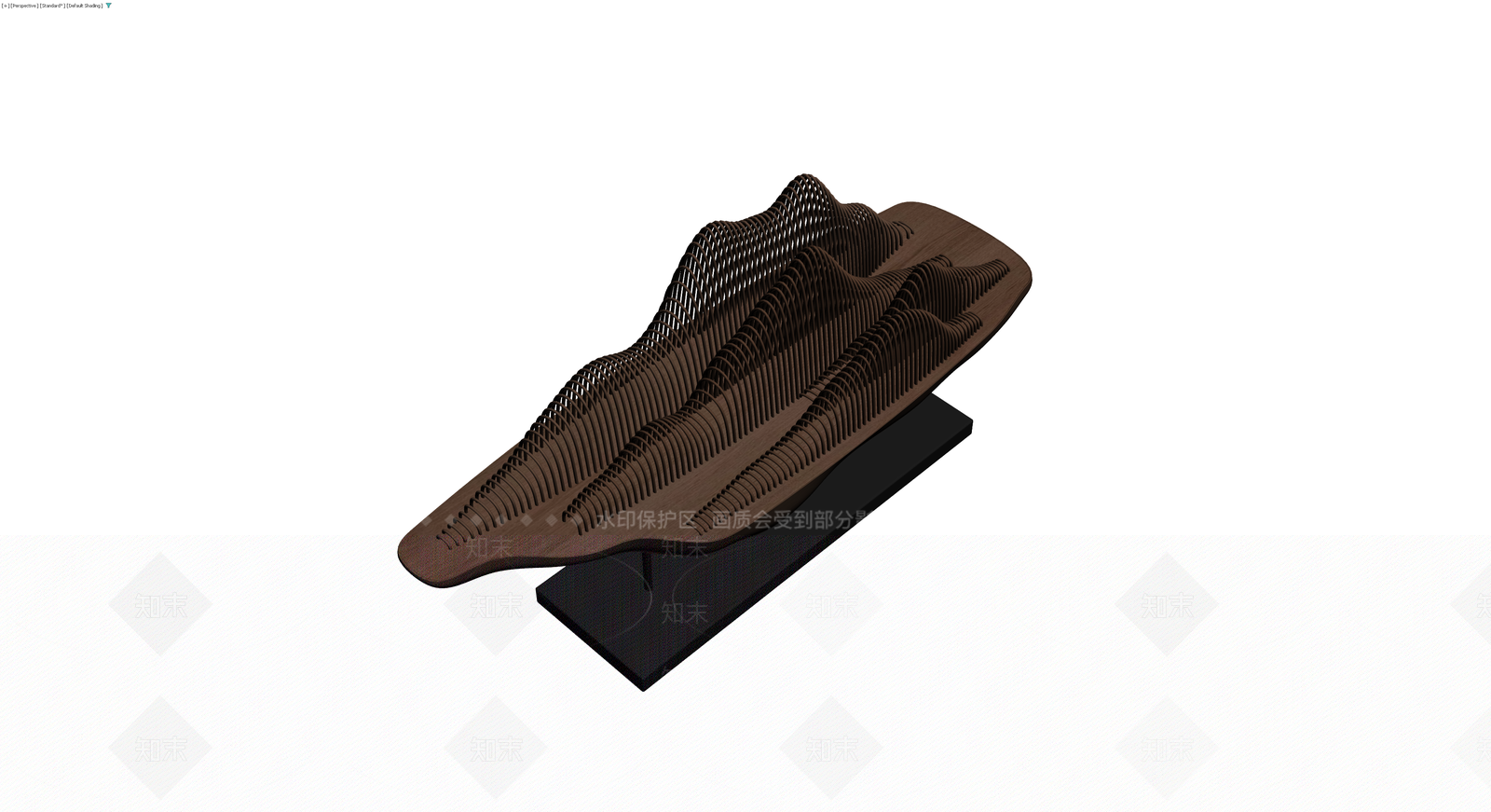 山景木质层叠雕塑3D模型下载【ID:1230170799】