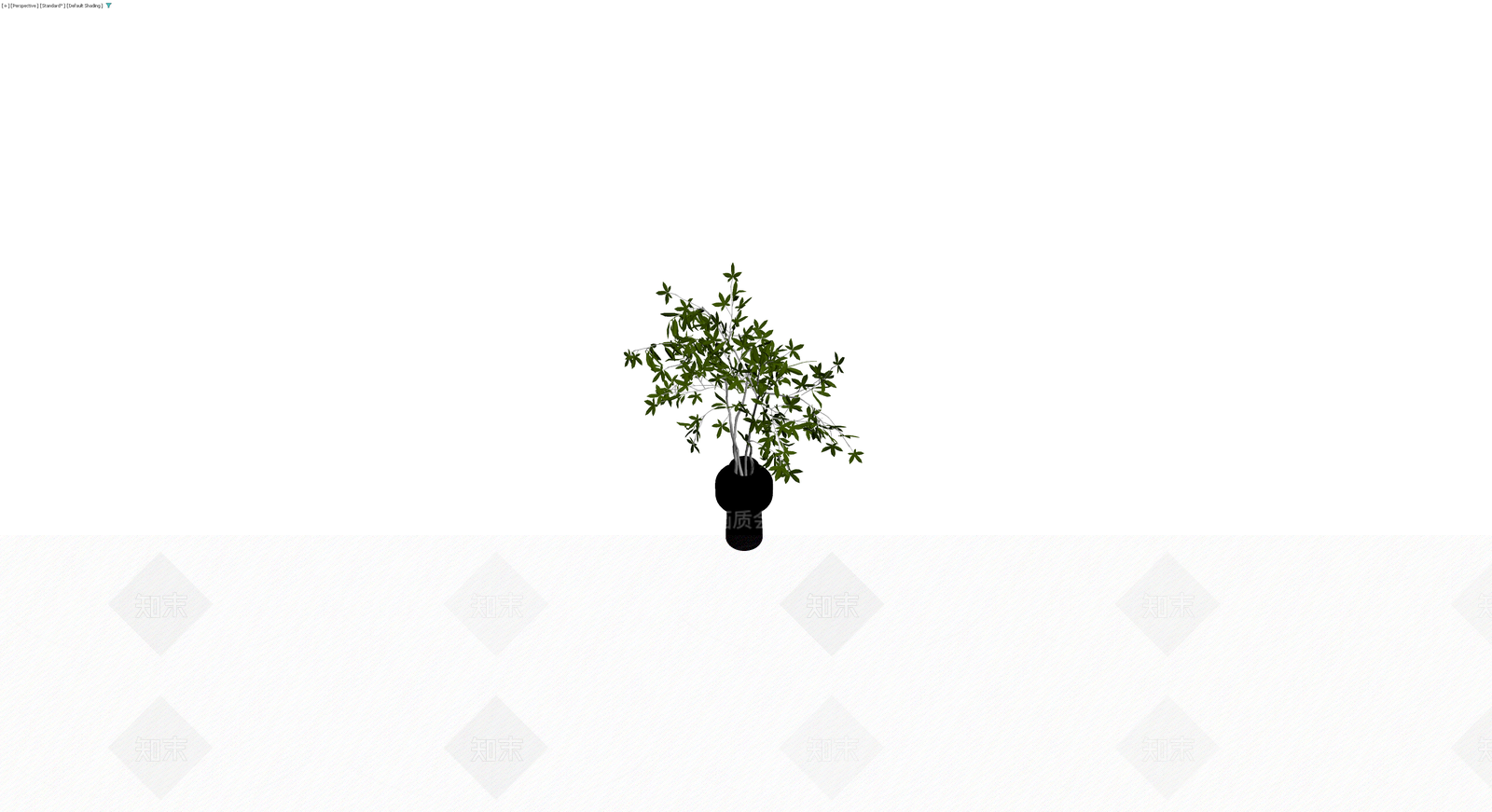 黑色花瓶绿植盆栽3D模型下载【ID:1229944014】