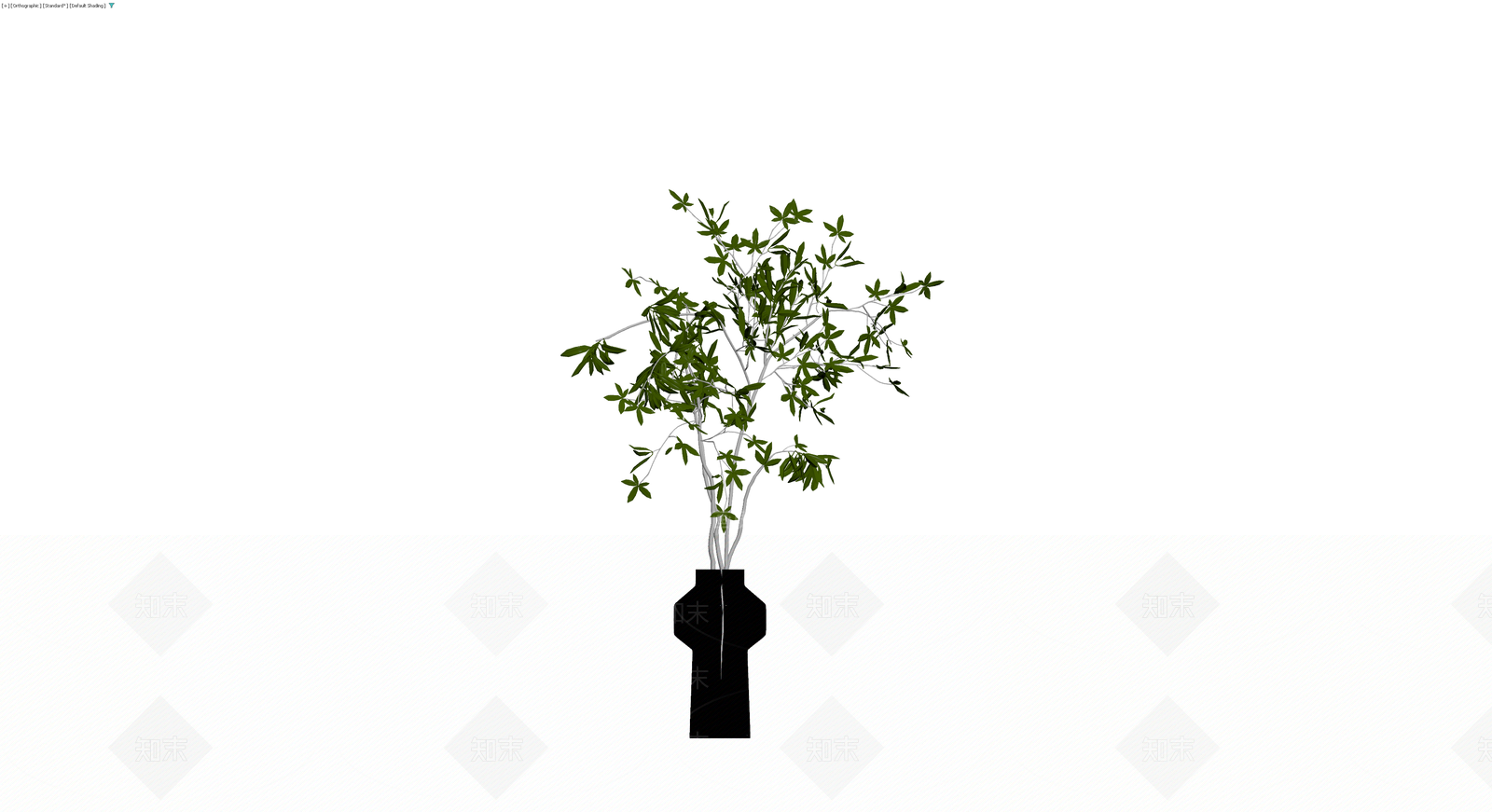 黑色花瓶绿植盆栽3D模型下载【ID:1229944014】