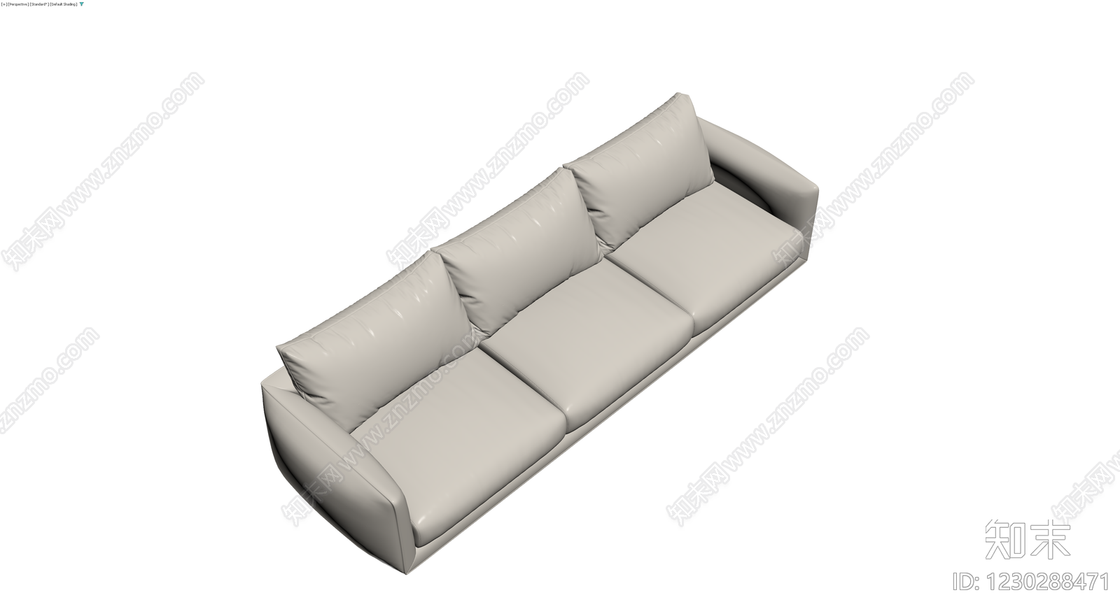 三人位现代浅色沙发3D模型下载【ID:1230288471】