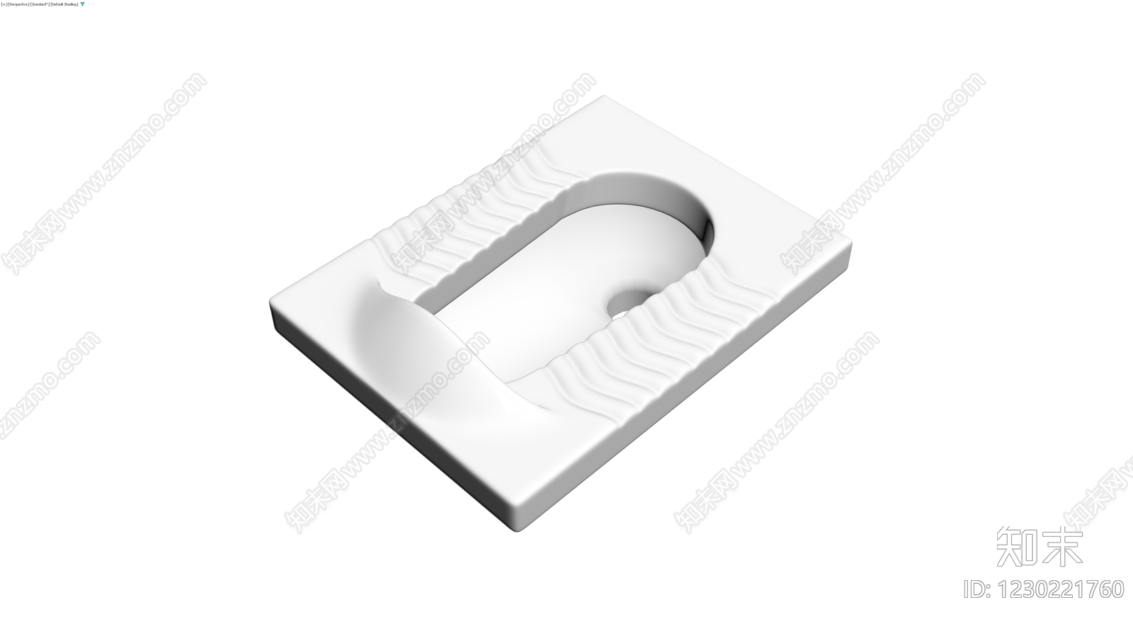 白色陶瓷蹲便器3D模型下载【ID:1230221760】