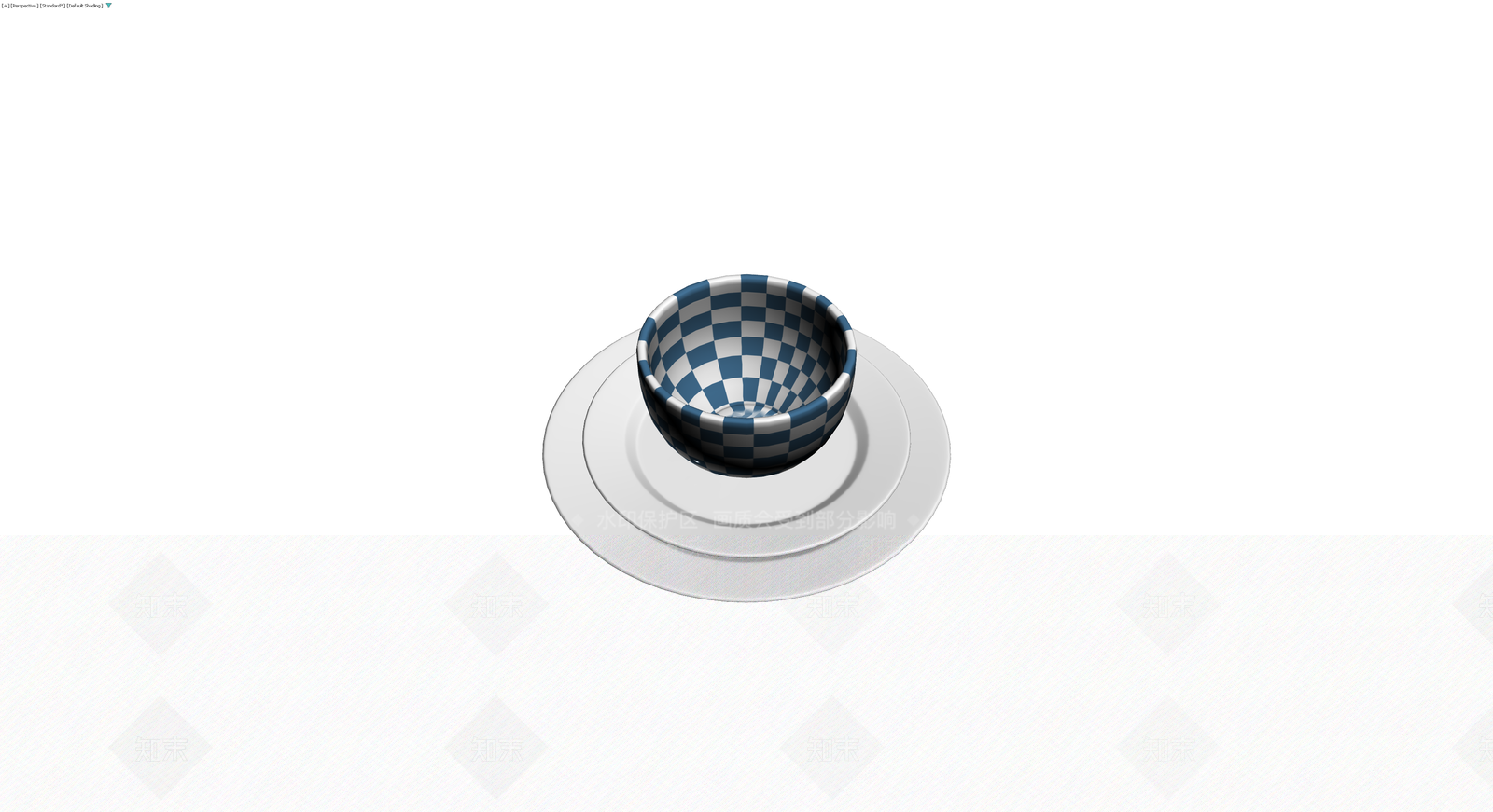 蓝白格纹碗碟组合3D模型下载【ID:1230013831】