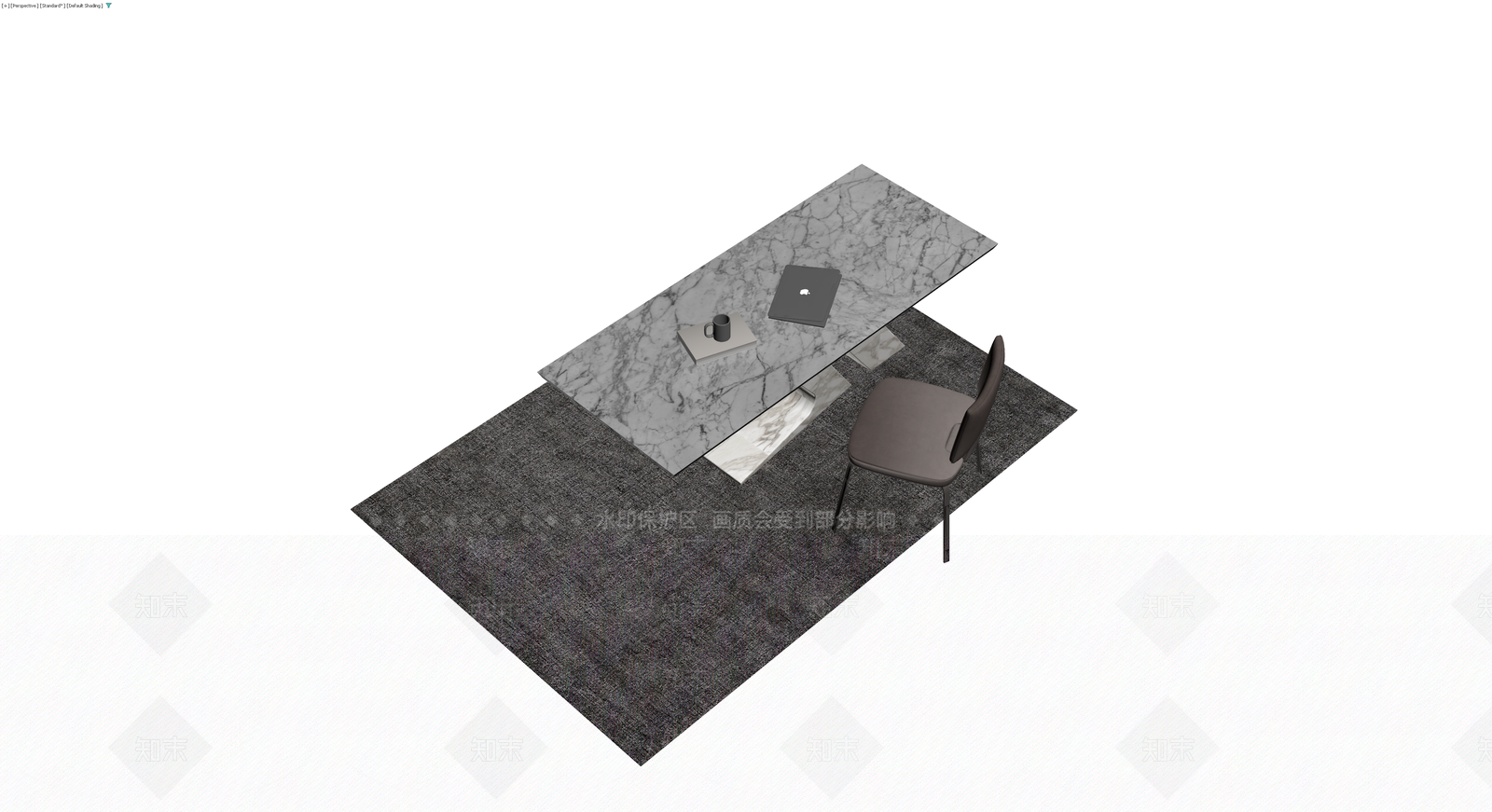 大理石餐桌椅组合3D模型下载【ID:1229909432】