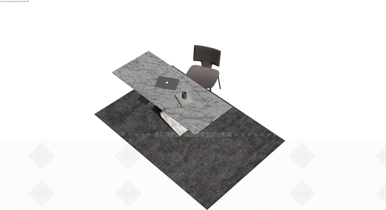 大理石餐桌椅组合3D模型下载【ID:1229909432】