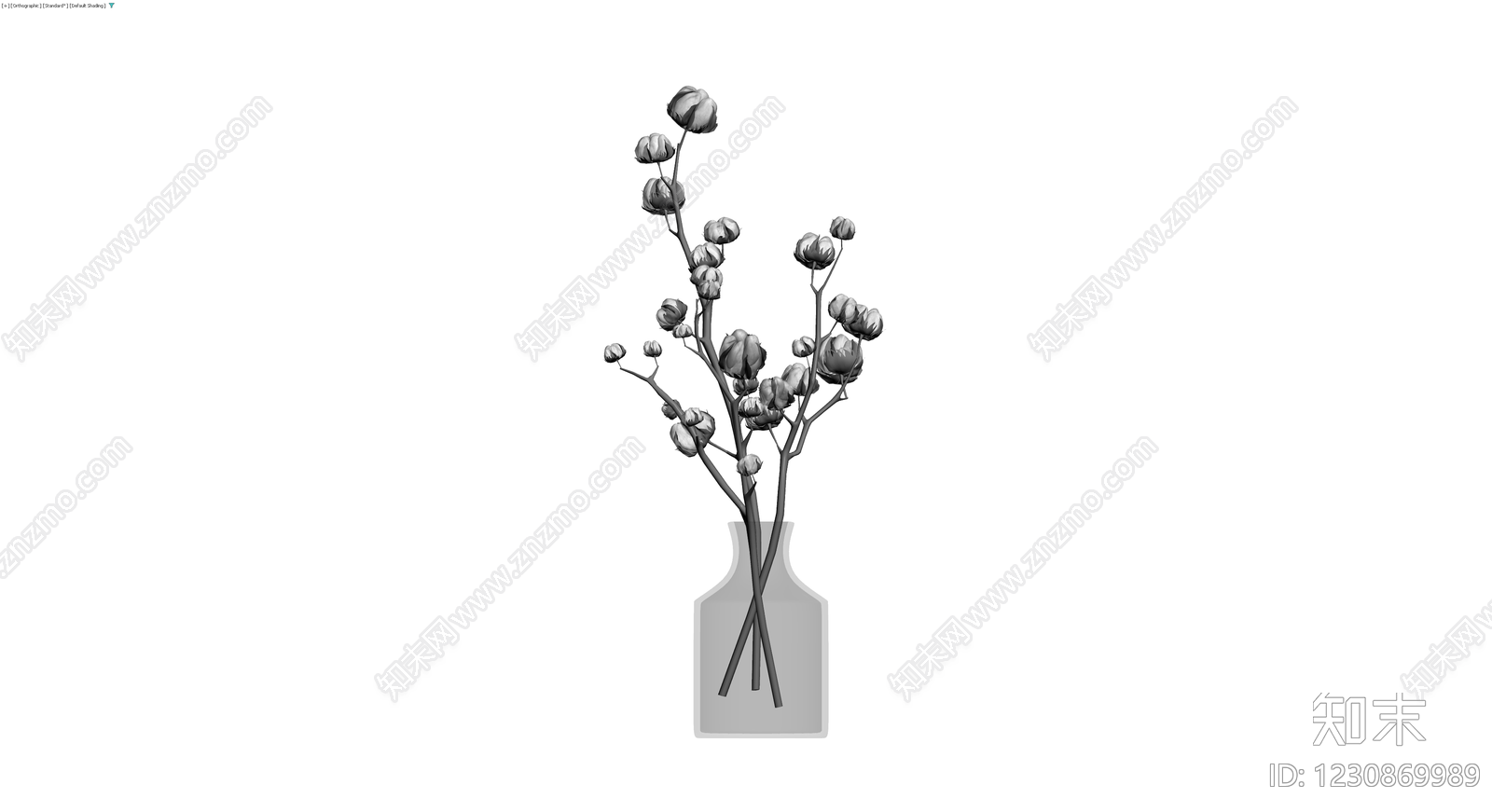 花瓶插棉花干花组合3D模型下载【ID:1230869989】