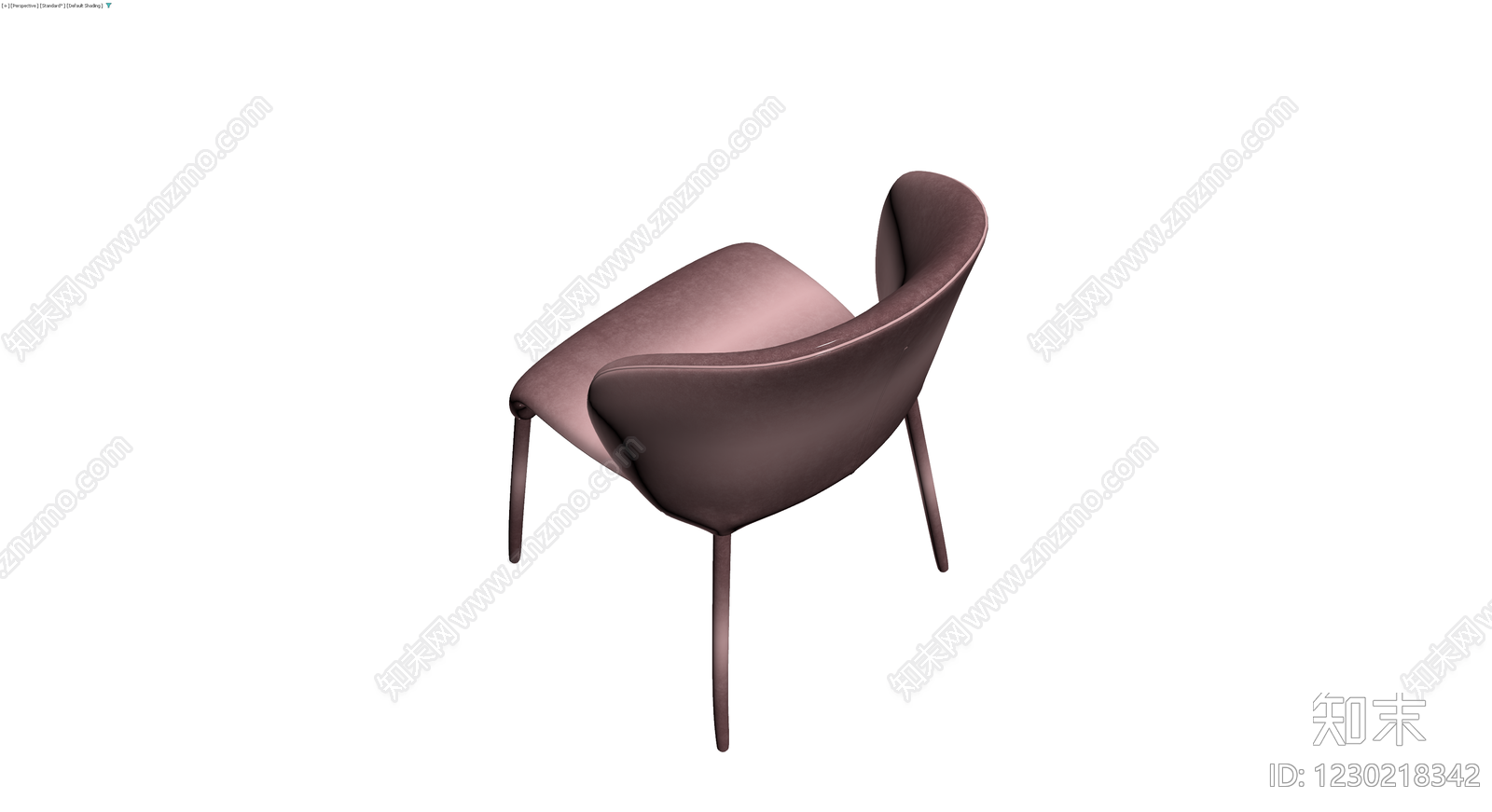 现代粉色绒面餐椅3D模型下载【ID:1230218342】