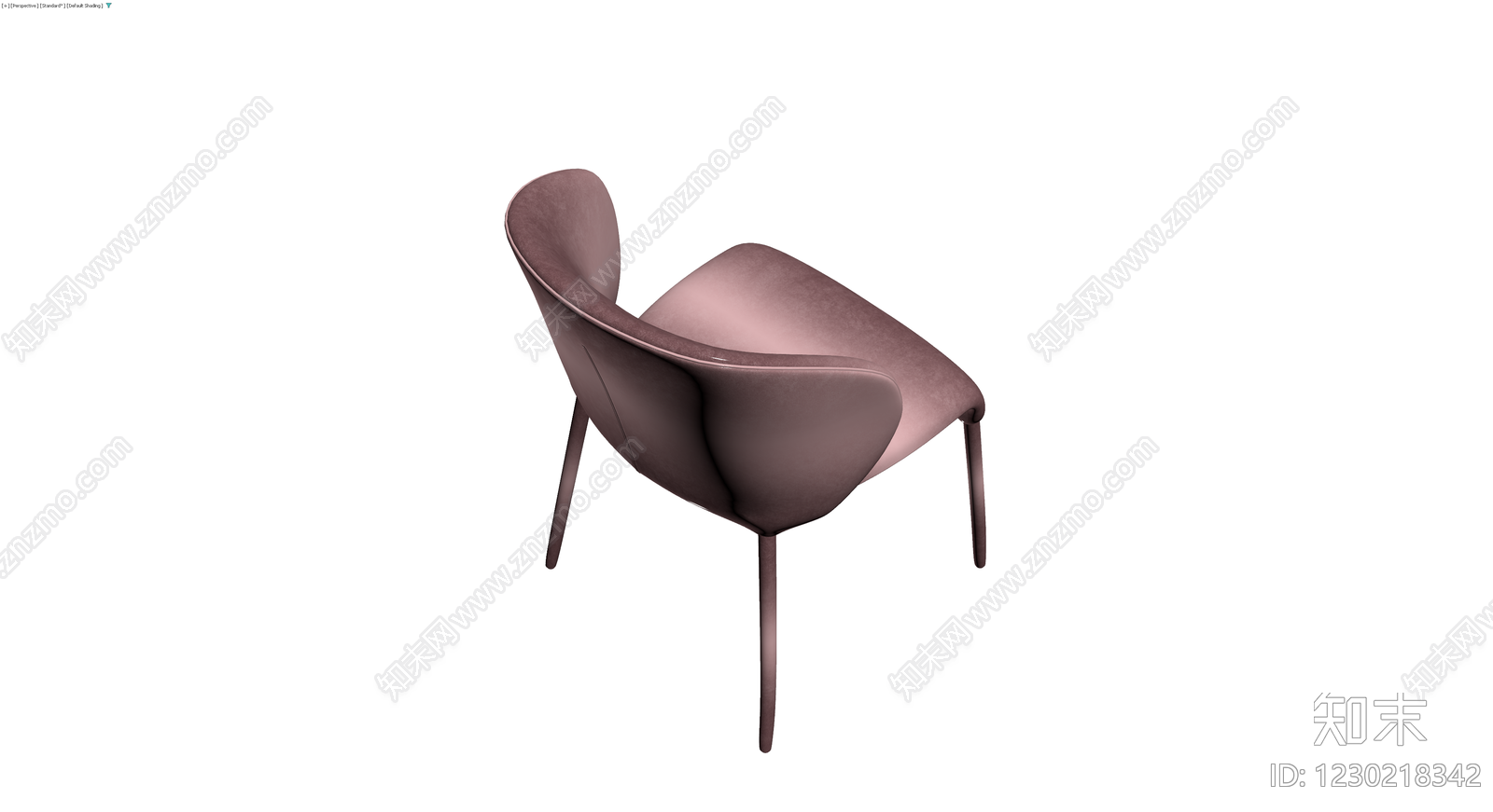 现代粉色绒面餐椅3D模型下载【ID:1230218342】