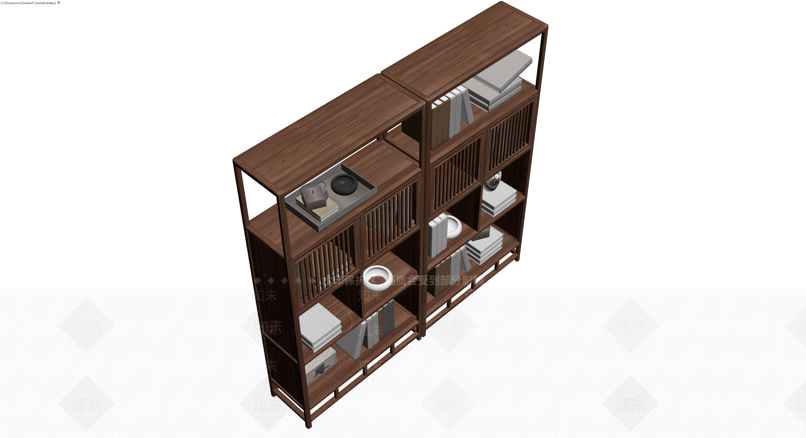 新中式木质博古架组合3D模型下载【ID:1230323567】
