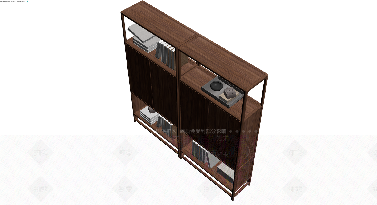 新中式木质博古架组合3D模型下载【ID:1230323567】