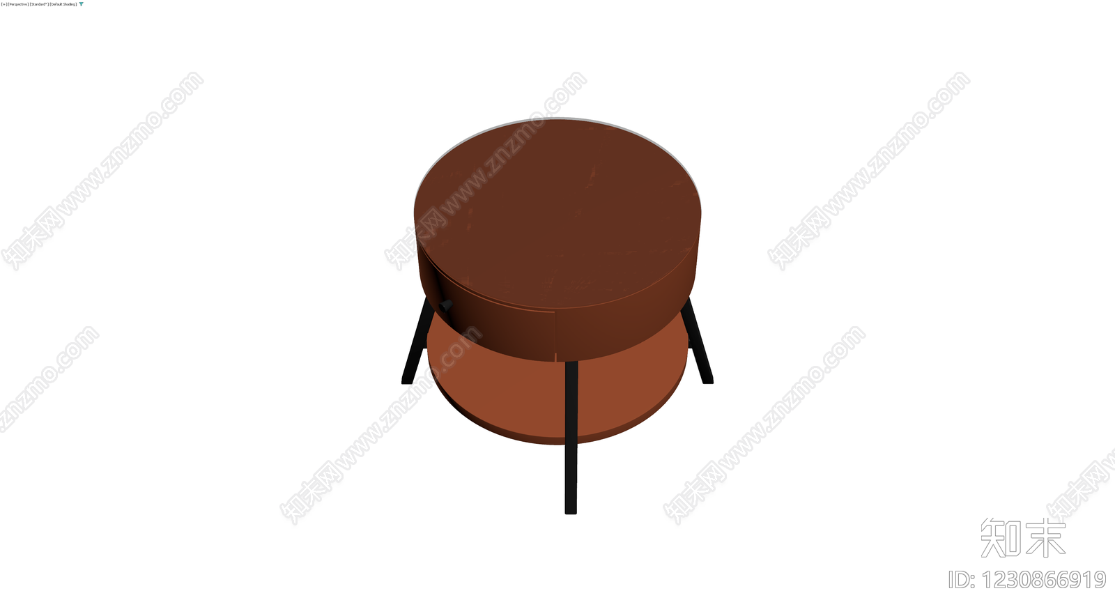 棕色木质圆几3D模型下载【ID:1230866919】