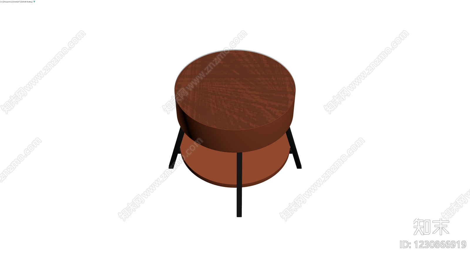棕色木质圆几3D模型下载【ID:1230866919】