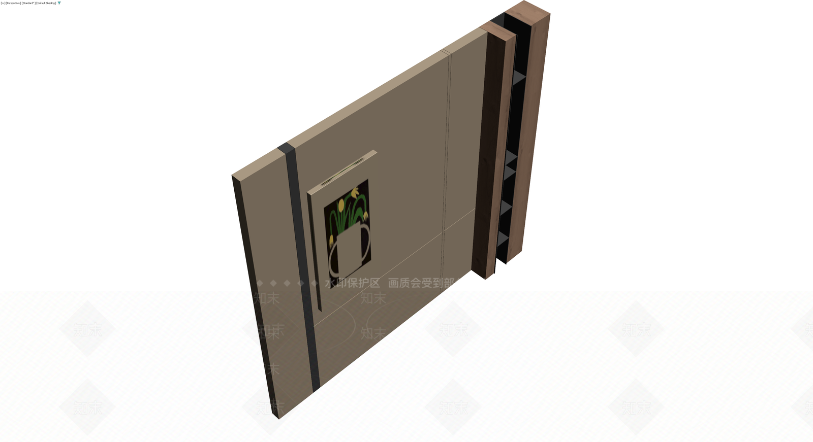 深色木纹电视墙柜体3D模型下载【ID:1230372266】