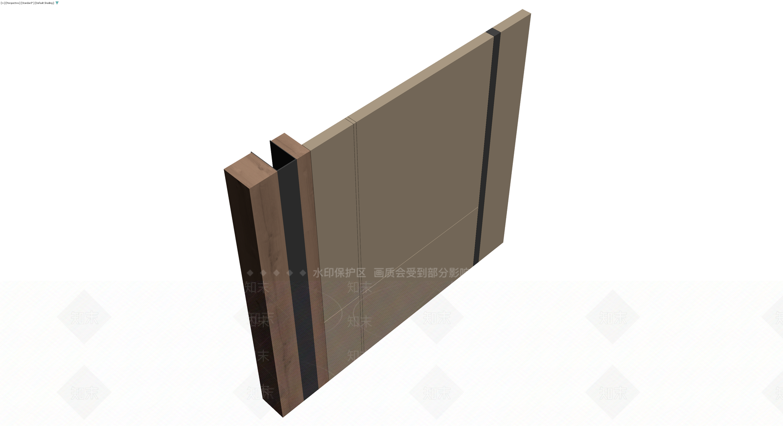 深色木纹电视墙柜体3D模型下载【ID:1230372266】