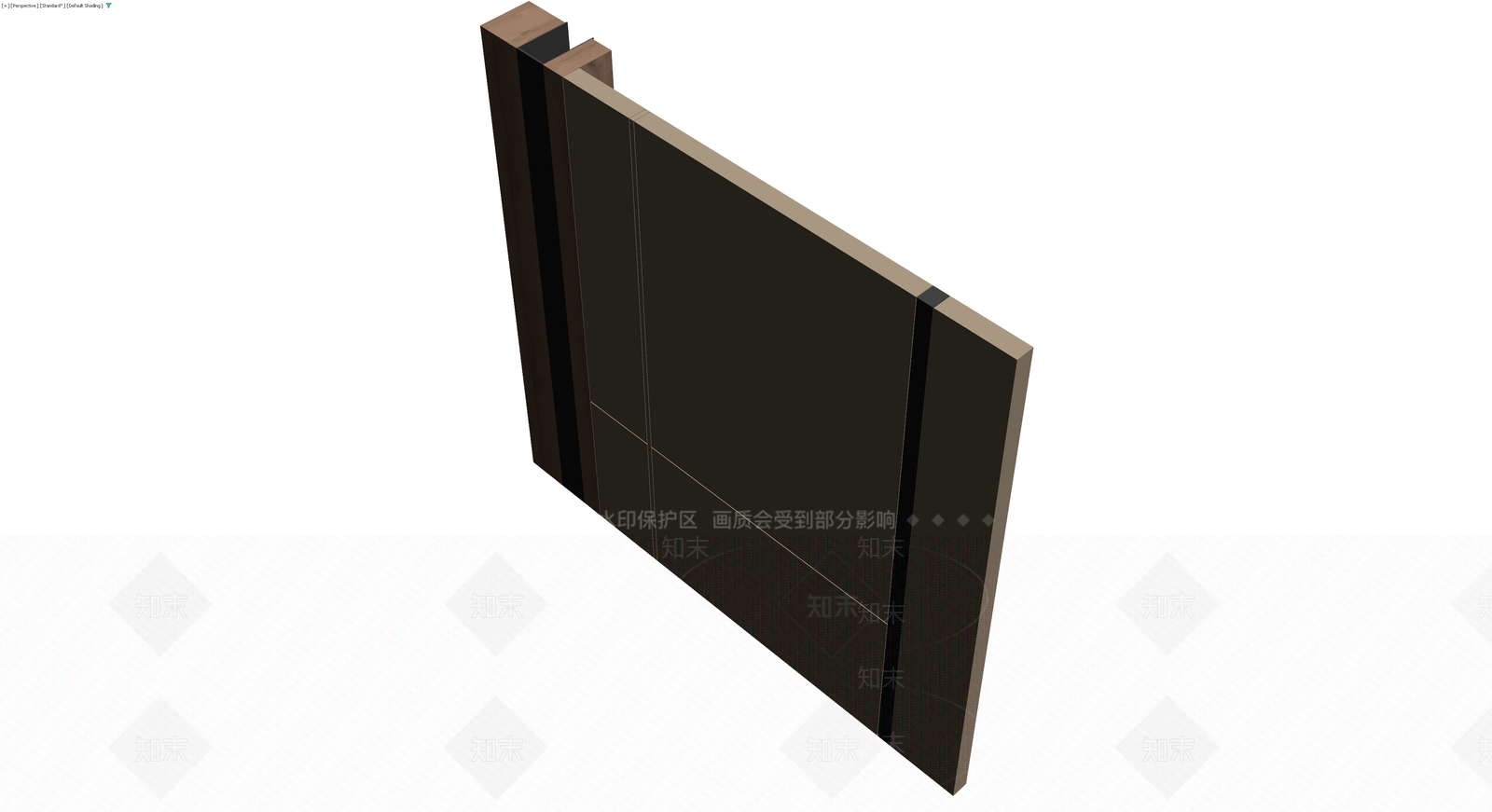 深色木纹电视墙柜体3D模型下载【ID:1230372266】