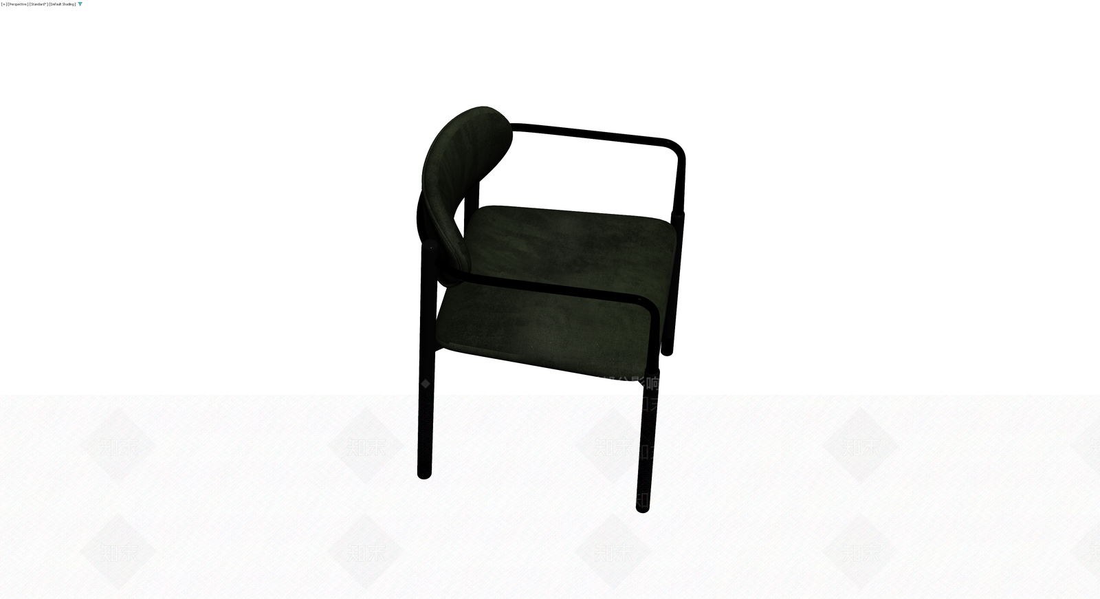 墨绿色丝绒软包扶手椅3D模型下载【ID:1230353322】