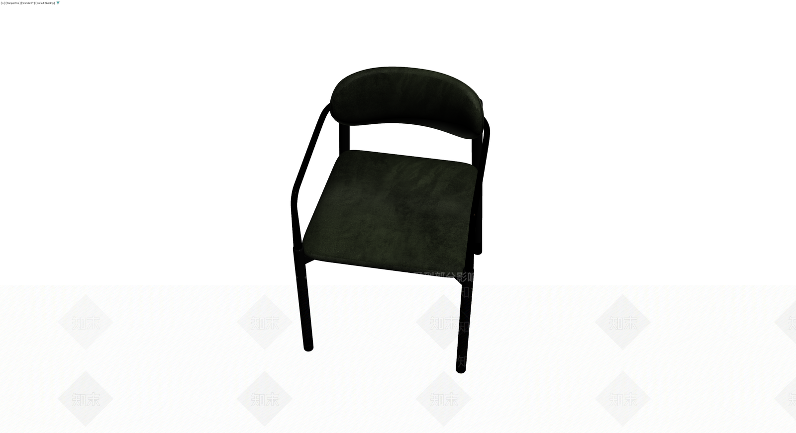 墨绿色丝绒软包扶手椅3D模型下载【ID:1230353322】