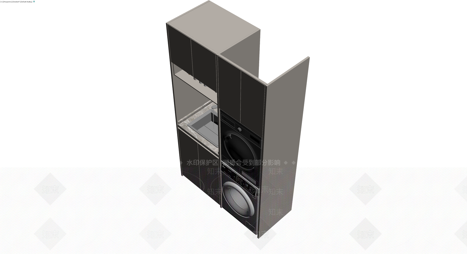 灰模洗衣柜组合模型3D模型下载【ID:1230440360】