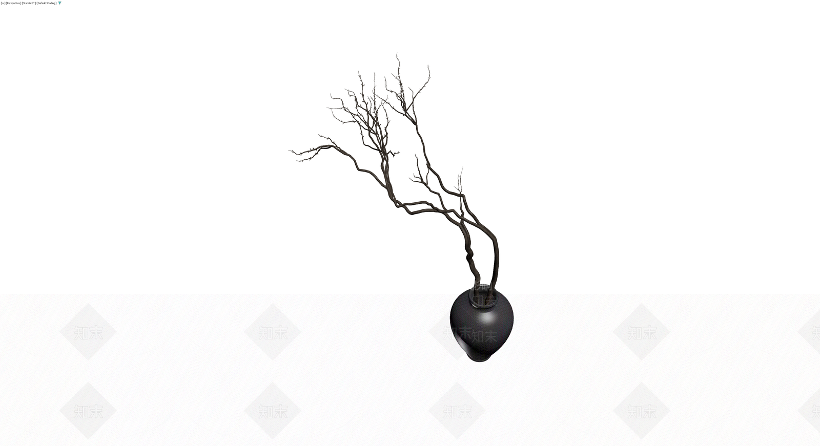 黑色花瓶配枯枝3D模型下载【ID:1230162705】