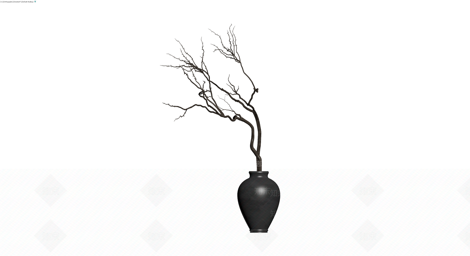 黑色花瓶配枯枝3D模型下载【ID:1230162705】