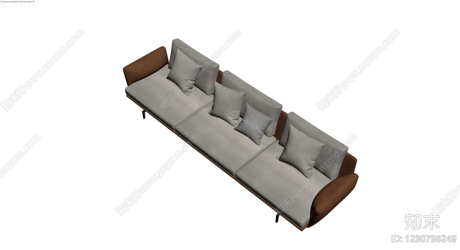 现代三人位灰色沙发3D模型下载【ID:1230798249】