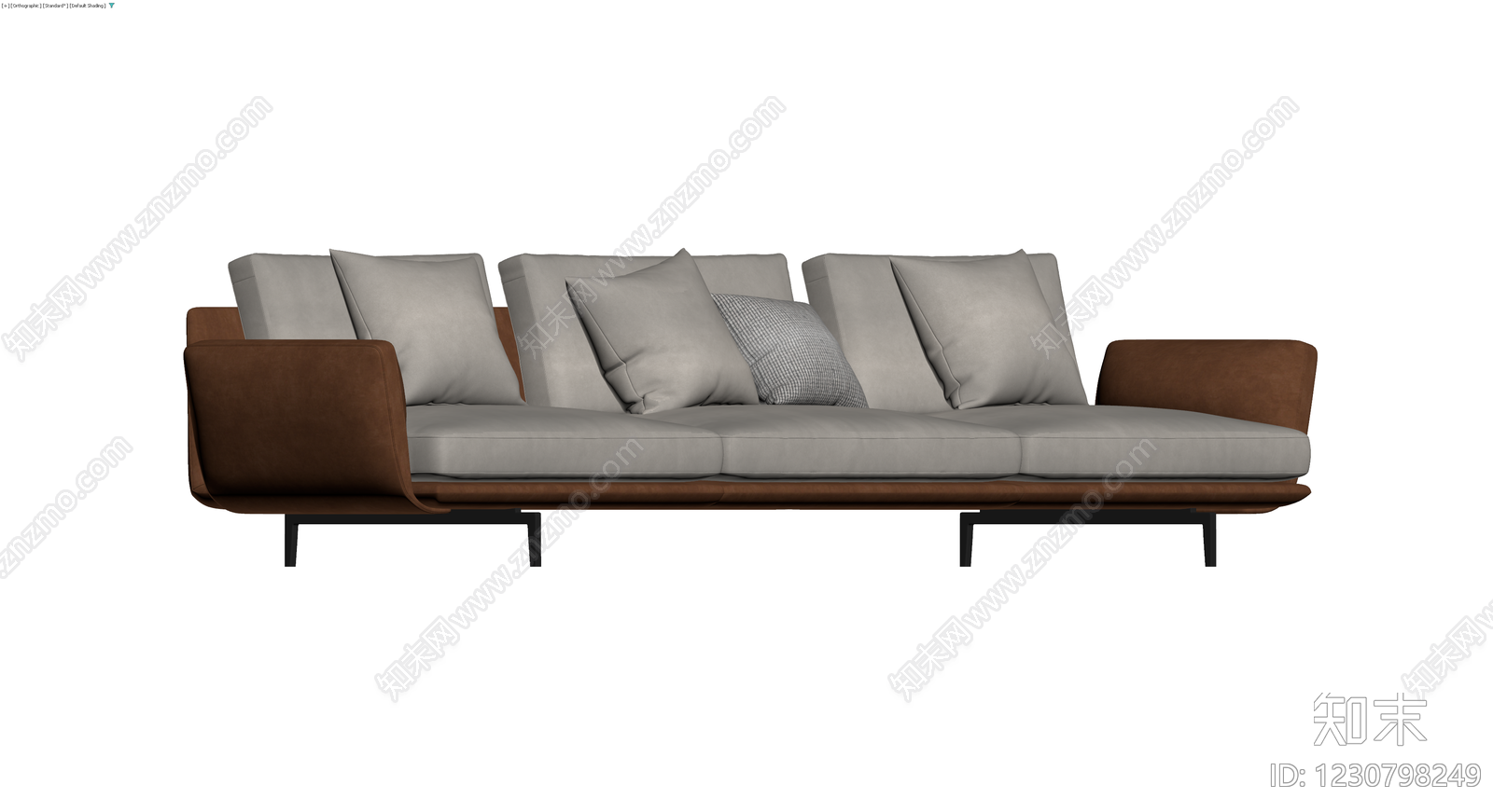 现代三人位灰色沙发3D模型下载【ID:1230798249】