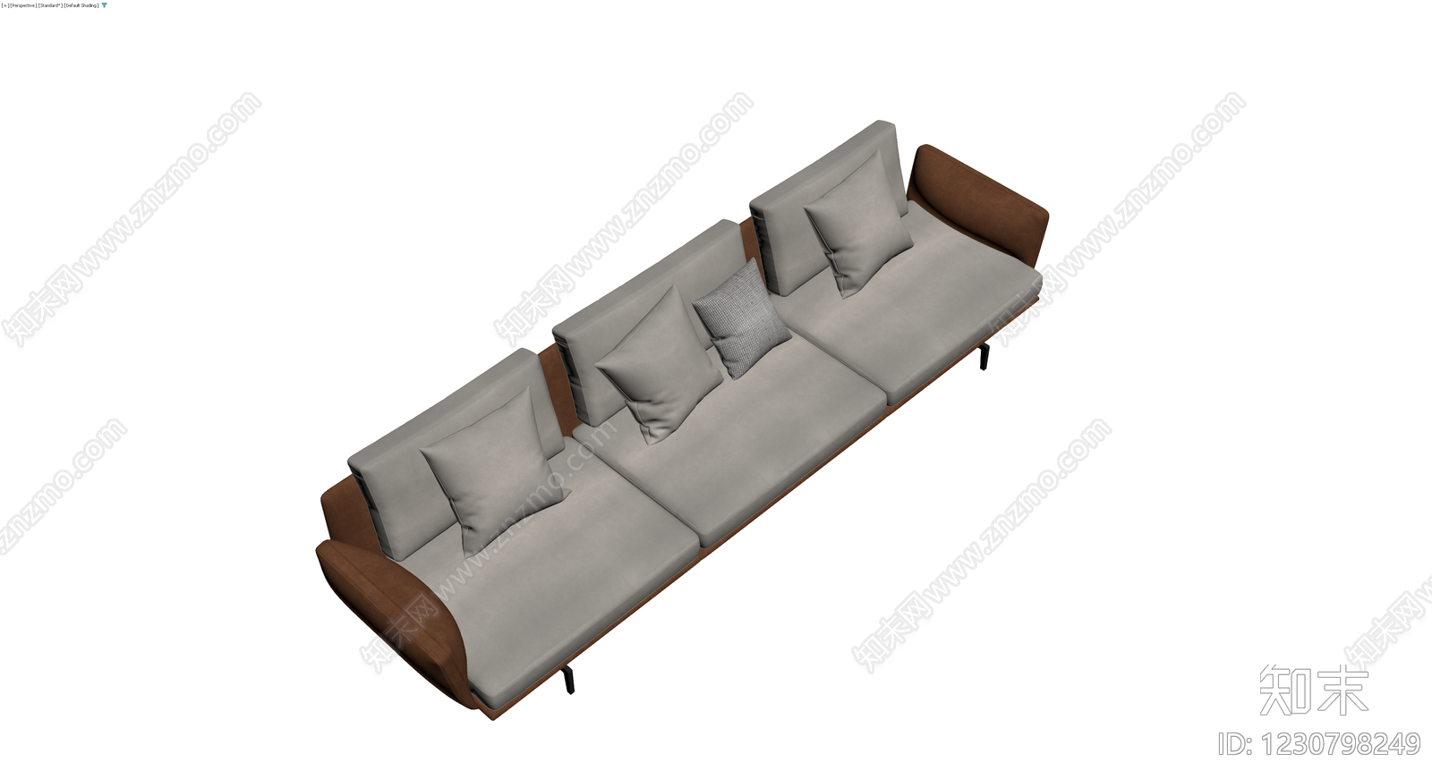 现代三人位灰色沙发3D模型下载【ID:1230798249】
