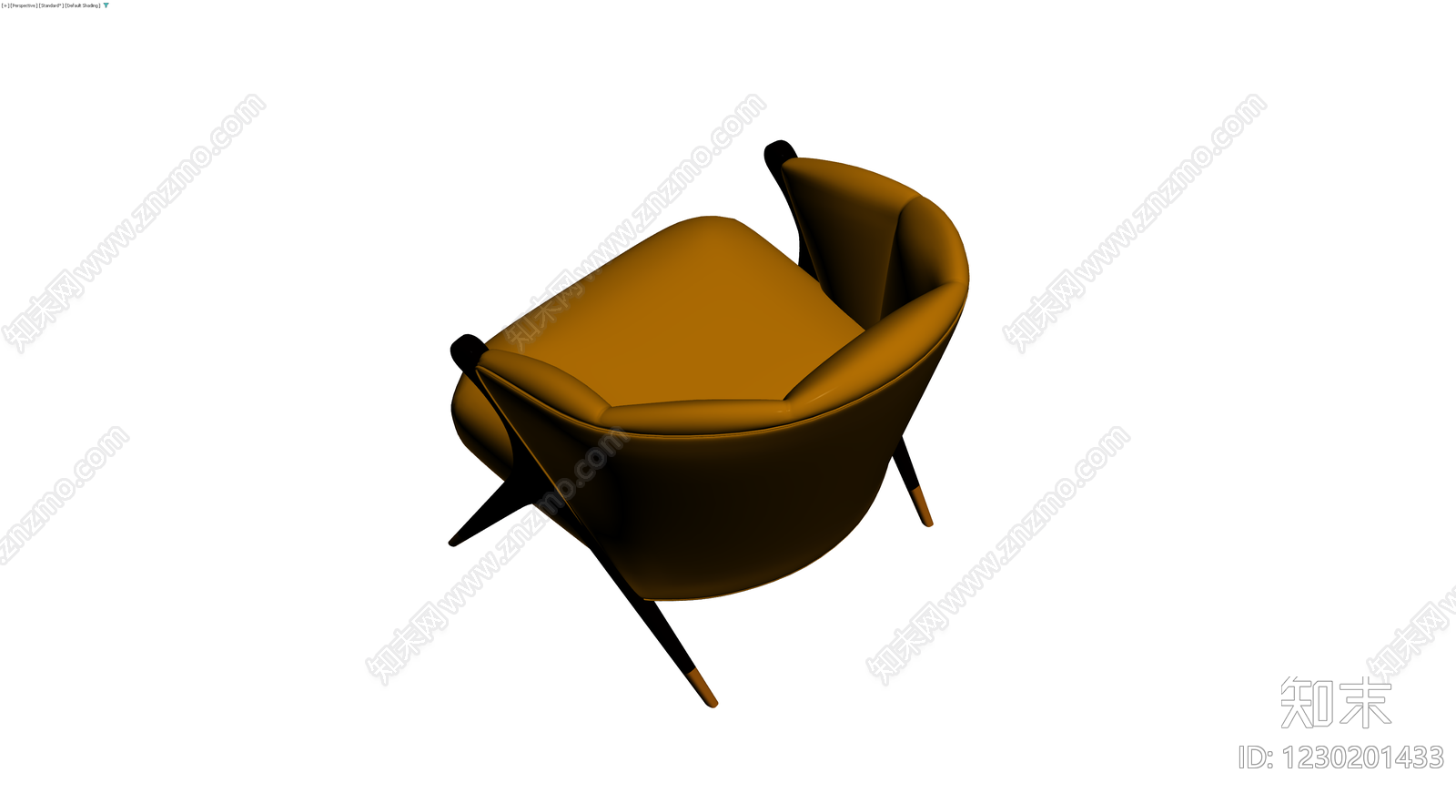 黄色软包单人扶手椅3D模型下载【ID:1230201433】
