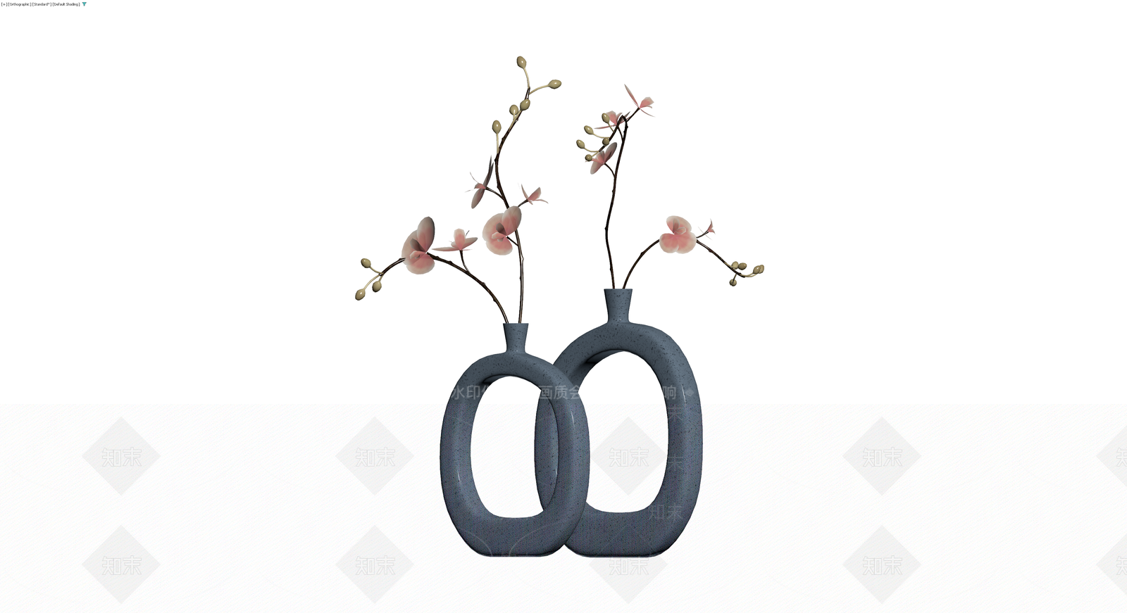 环形双口花瓶配花艺3D模型下载【ID:1230622975】