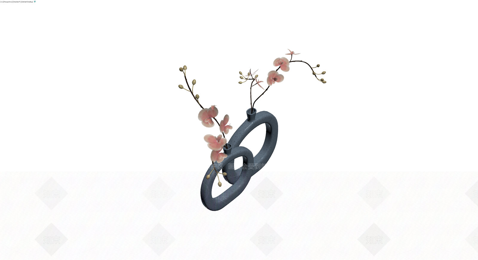 环形双口花瓶配花艺3D模型下载【ID:1230622975】