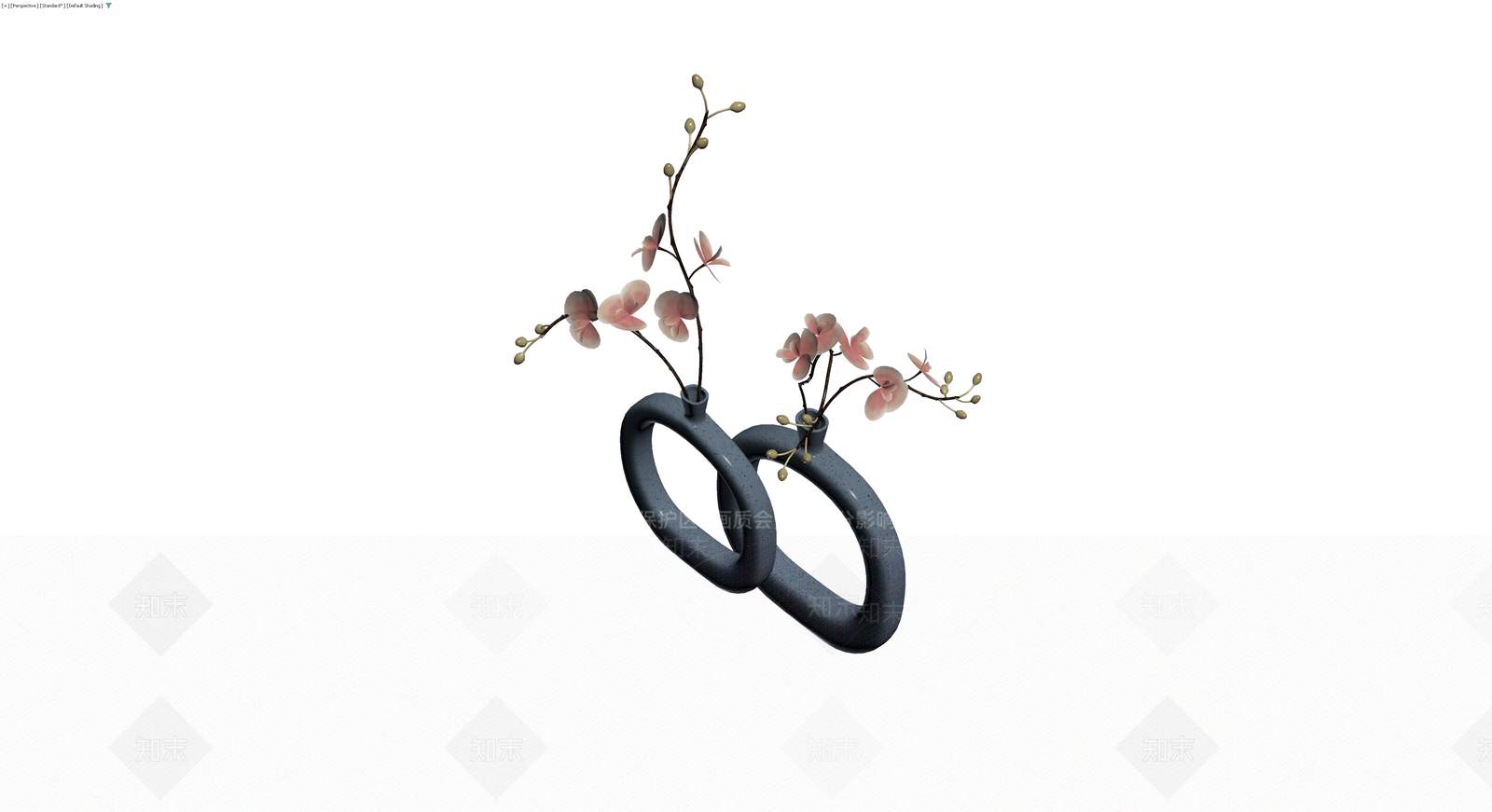 环形双口花瓶配花艺3D模型下载【ID:1230622975】