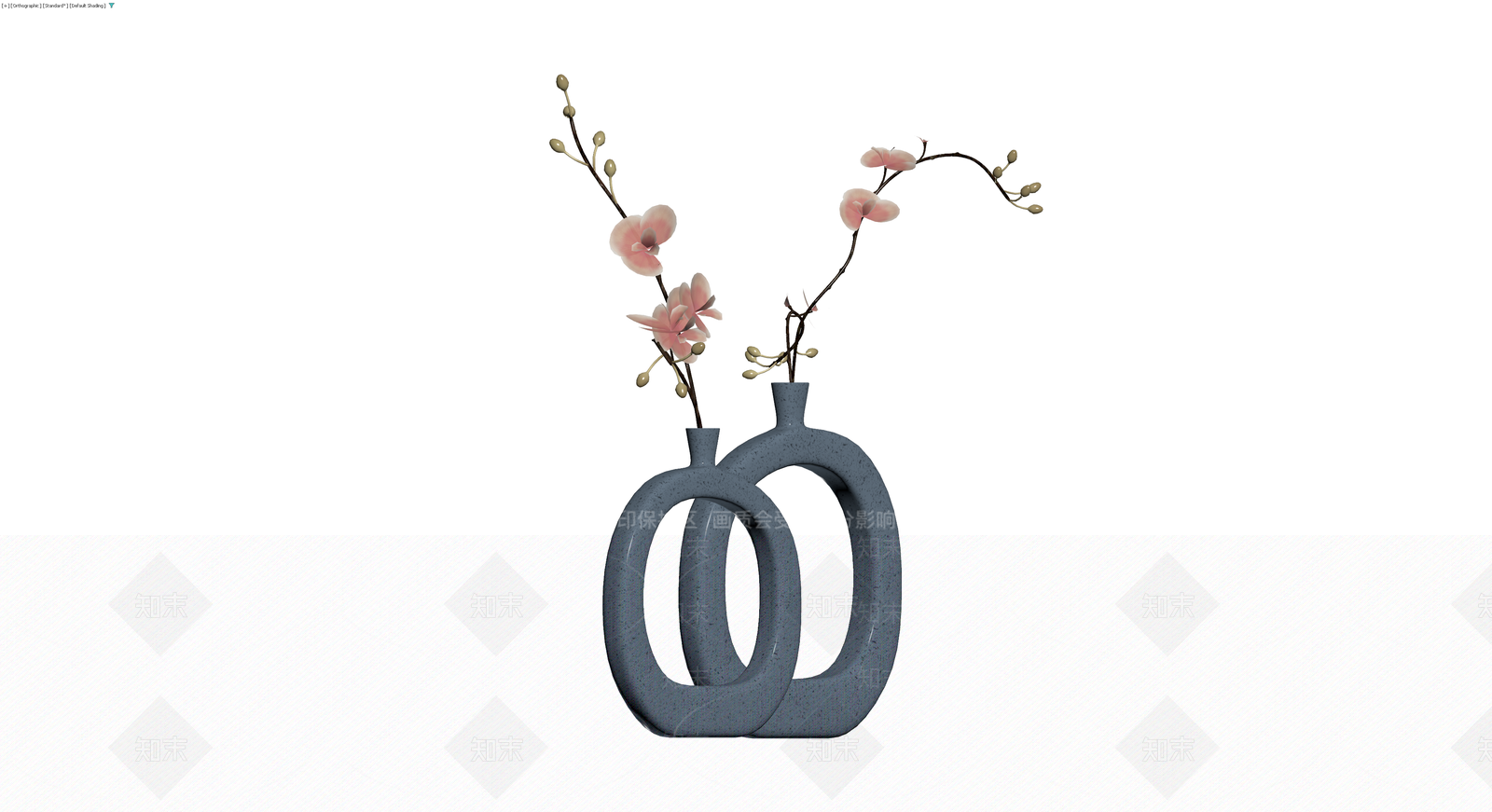 环形双口花瓶配花艺3D模型下载【ID:1230622975】
