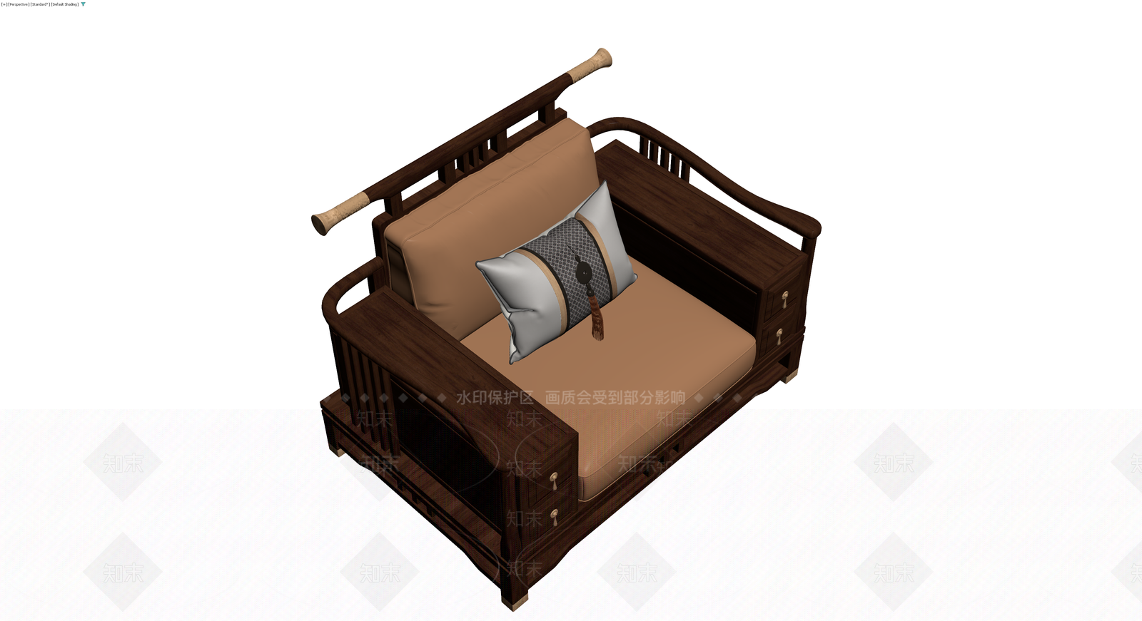 新中式木质沙发3D模型下载【ID:1230315041】