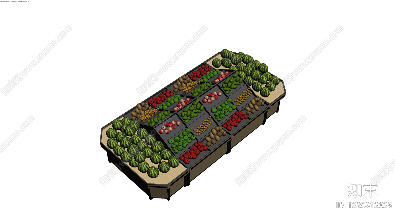超市水果展示货架3D模型下载【ID:1229812625】