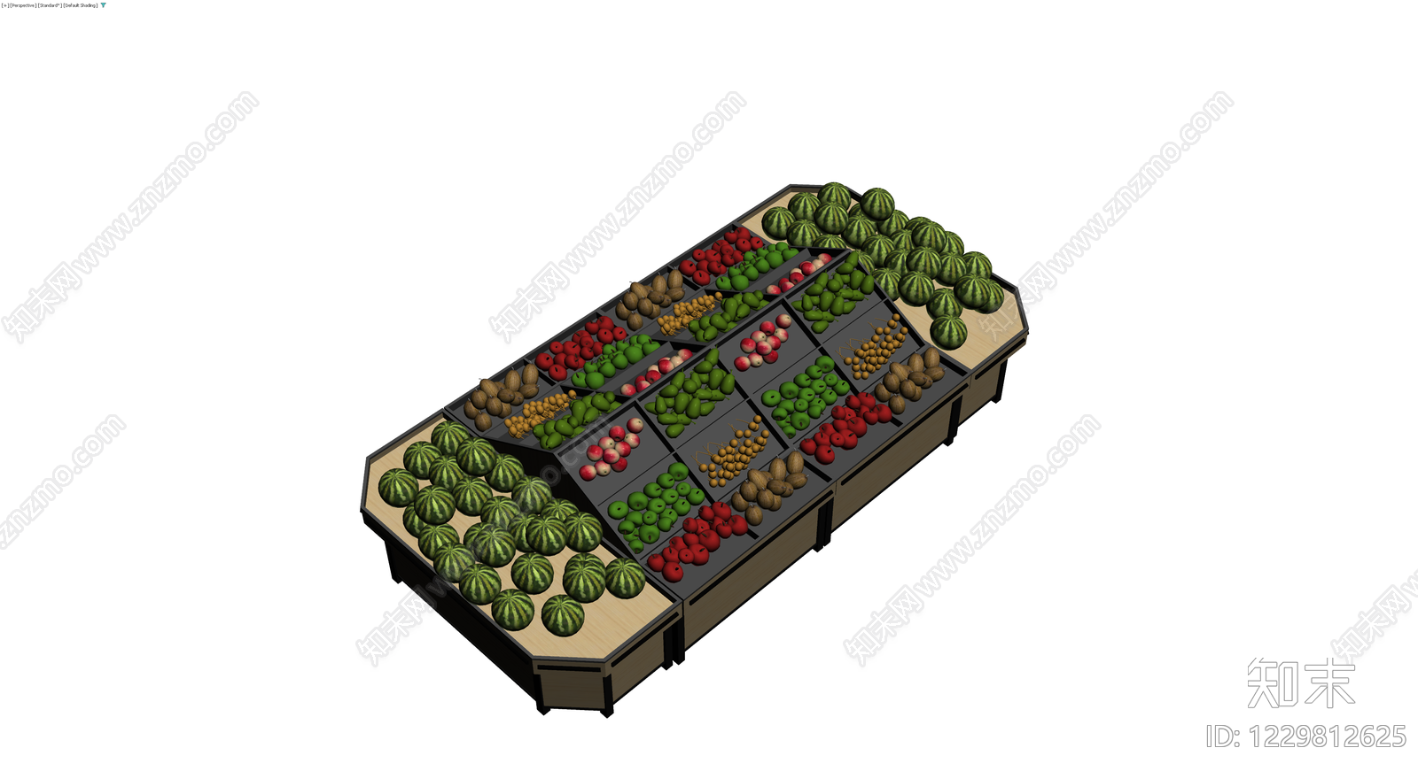 超市水果展示货架3D模型下载【ID:1229812625】