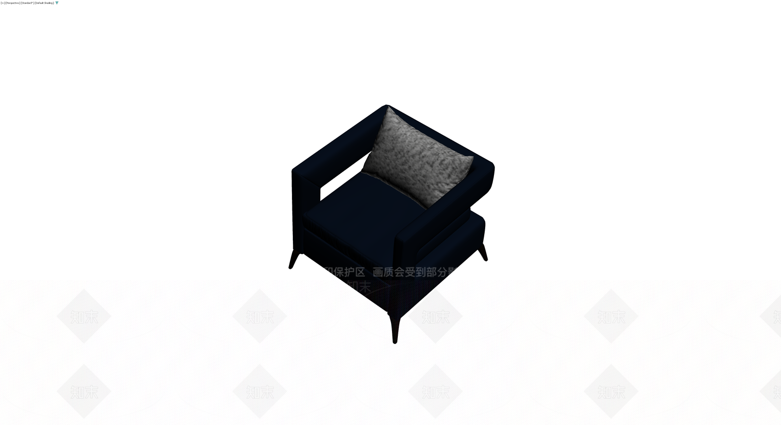深蓝色单人沙发带抱枕3D模型下载【ID:1229958252】