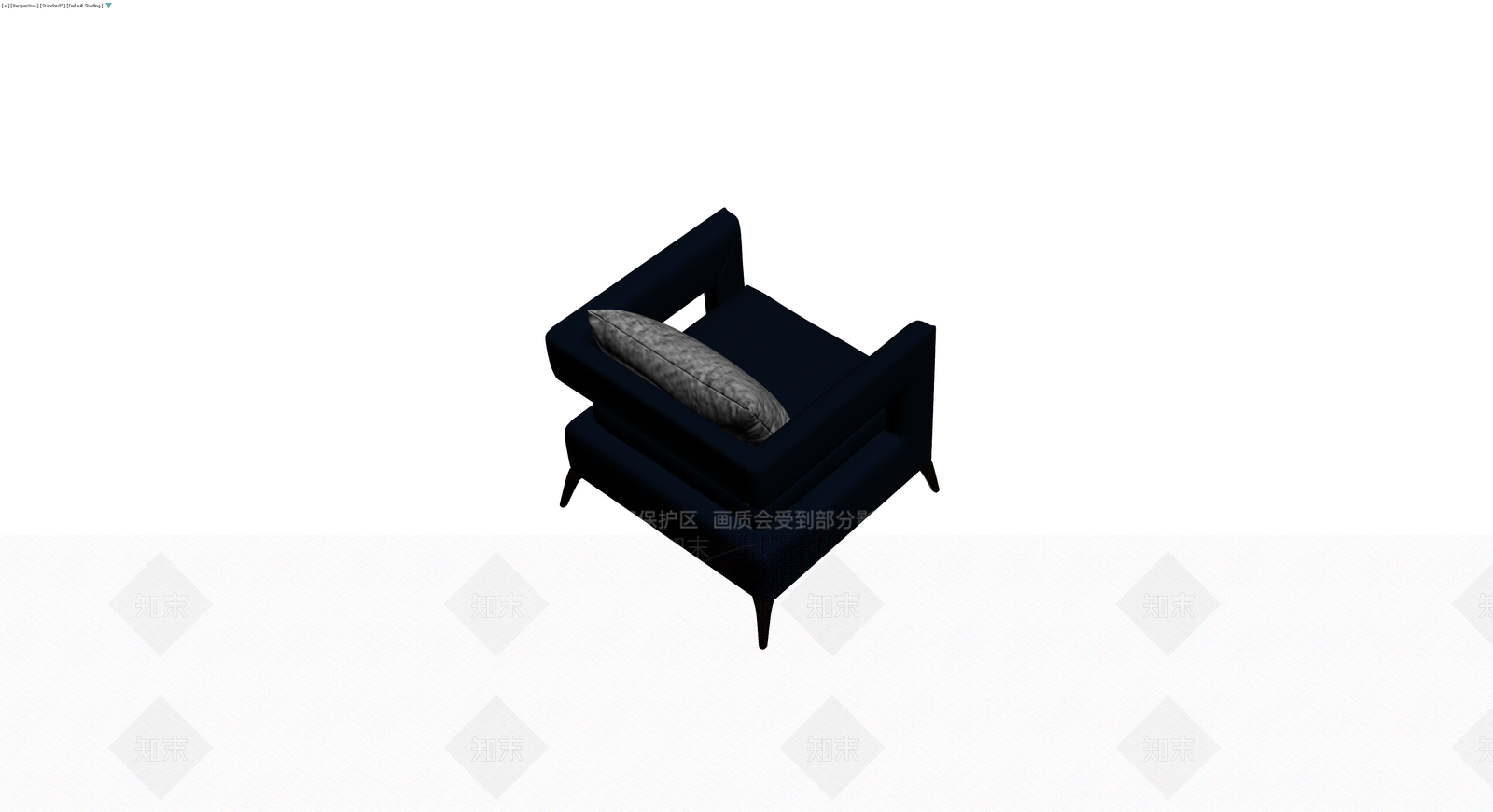 深蓝色单人沙发带抱枕3D模型下载【ID:1229958252】