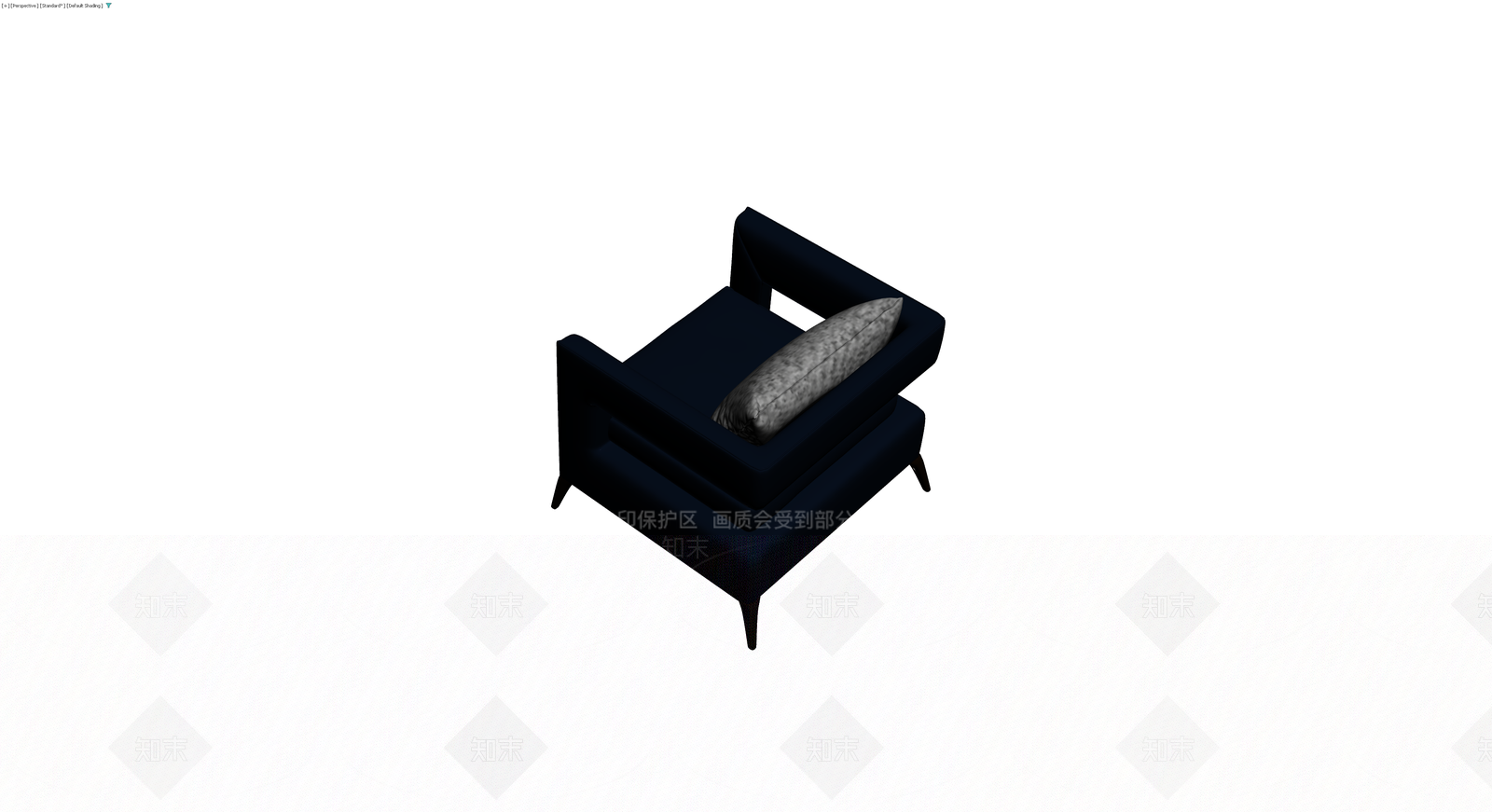 深蓝色单人沙发带抱枕3D模型下载【ID:1229958252】